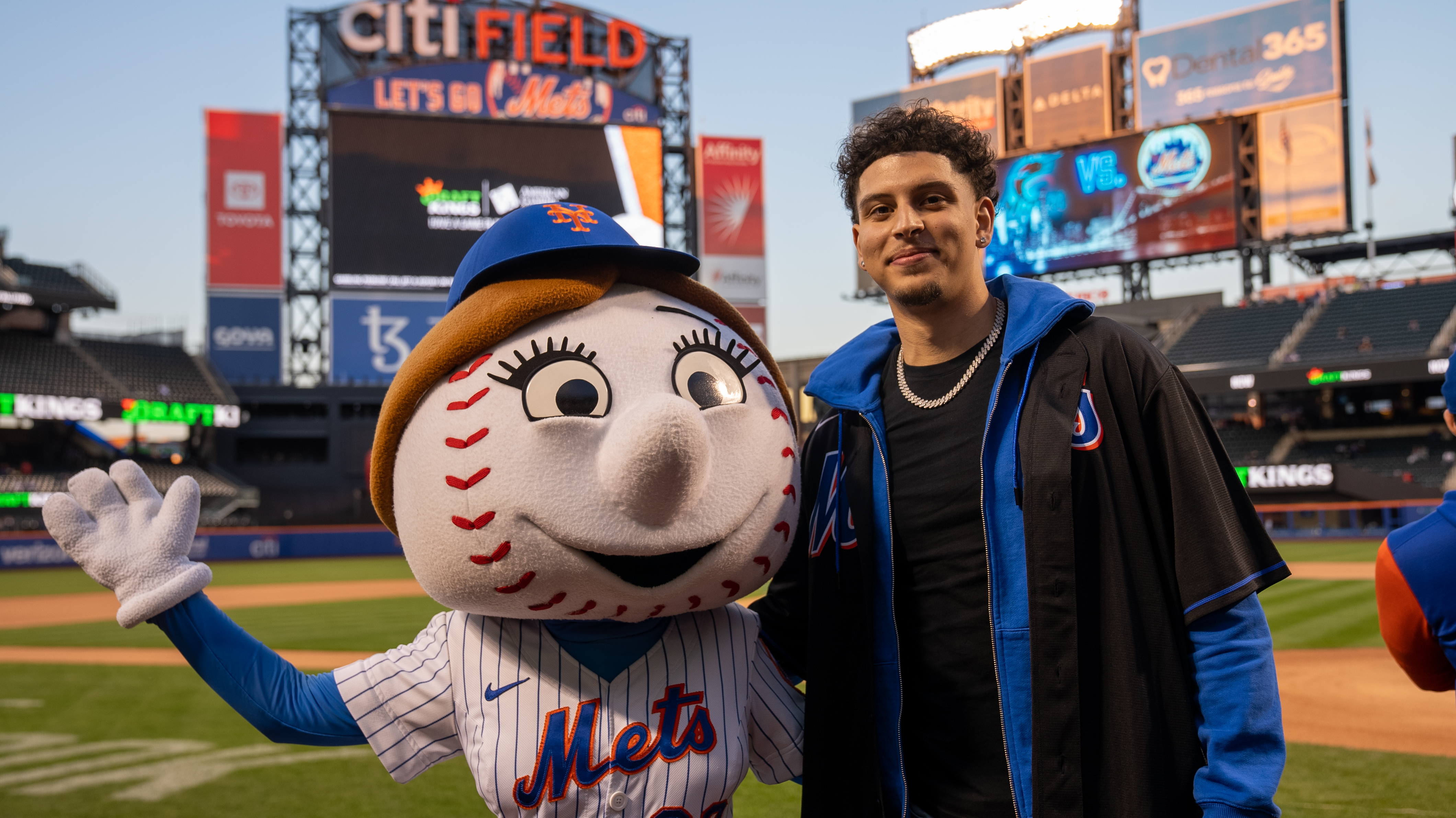 New York Mets mascot, Mr. Met, on display at the Citi Field