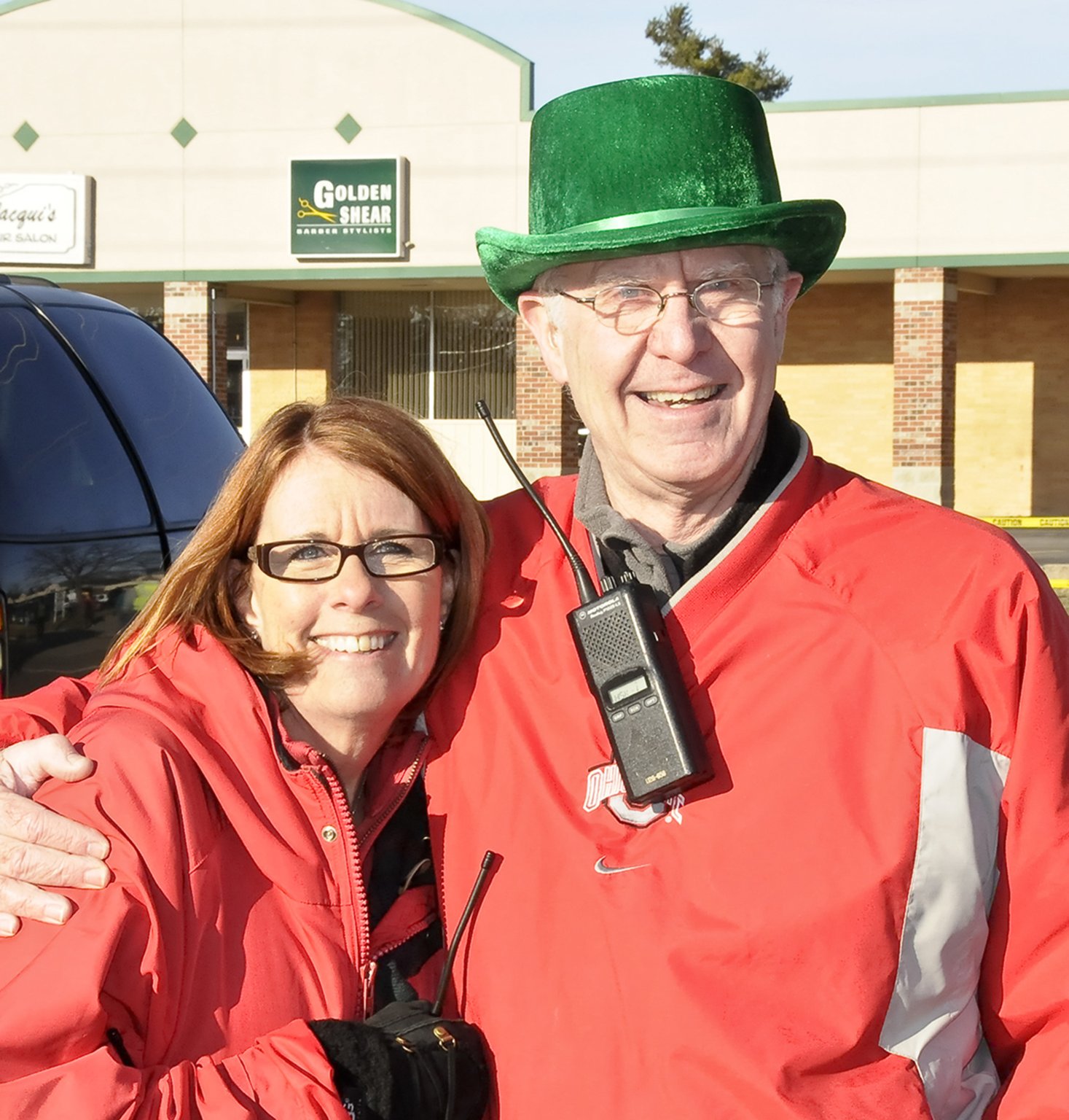 Sue (Left) and Dean Hertert are shown at the 2013 Harrigan’s 5K race. Dean is wearing his green hat in honor of this event, which takes place the weekend following St. Patrick’s Day.