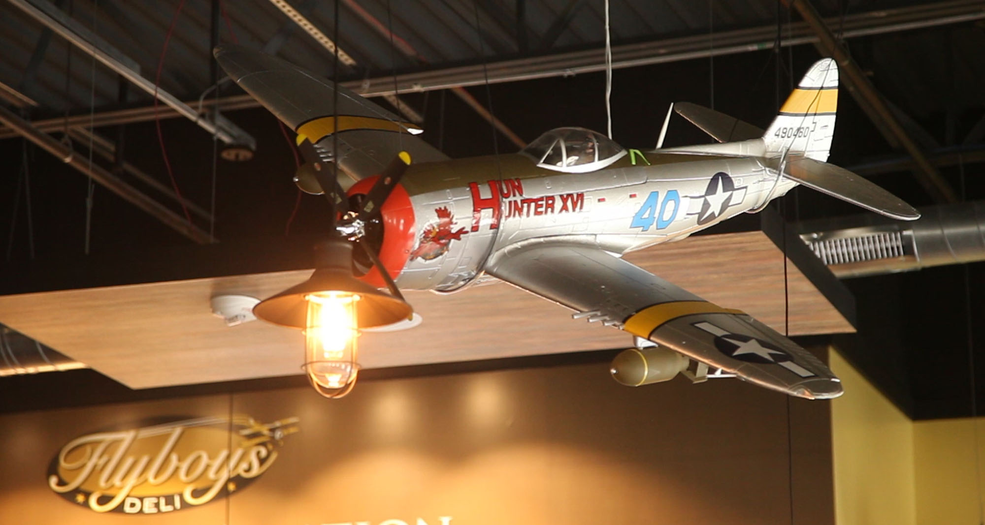 P-47 scale model at the new Flyboys Deli in Beaverceek. TY GREENLEES / STAFF