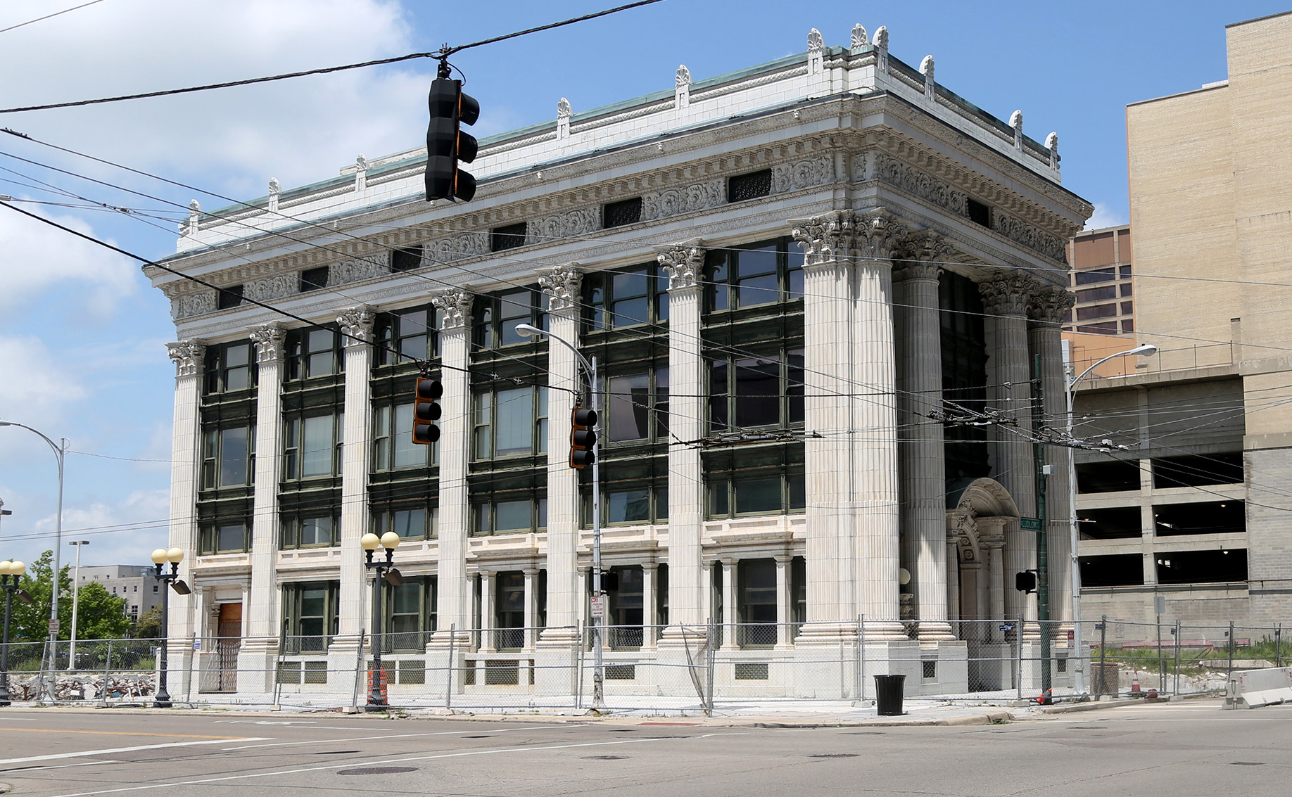 This 1908 downtown Dayton building was the flagship of James M. Cox, an Ohio governor and presidential candidate. The Cox newspaper empire began with the Dayton Daily News. Architect Albert Pretzinger modeled the building on the Knickerbocker Trust building in New York City, with massive Corinthian columns and elaborate portico. Preservation Dayton Inc., a Dayton non-profit, will attempt to stabilize 10 historic properties in Dayton with the hopes of finding an investor to rehabilitate each one.
LISA POWELL / STAFF