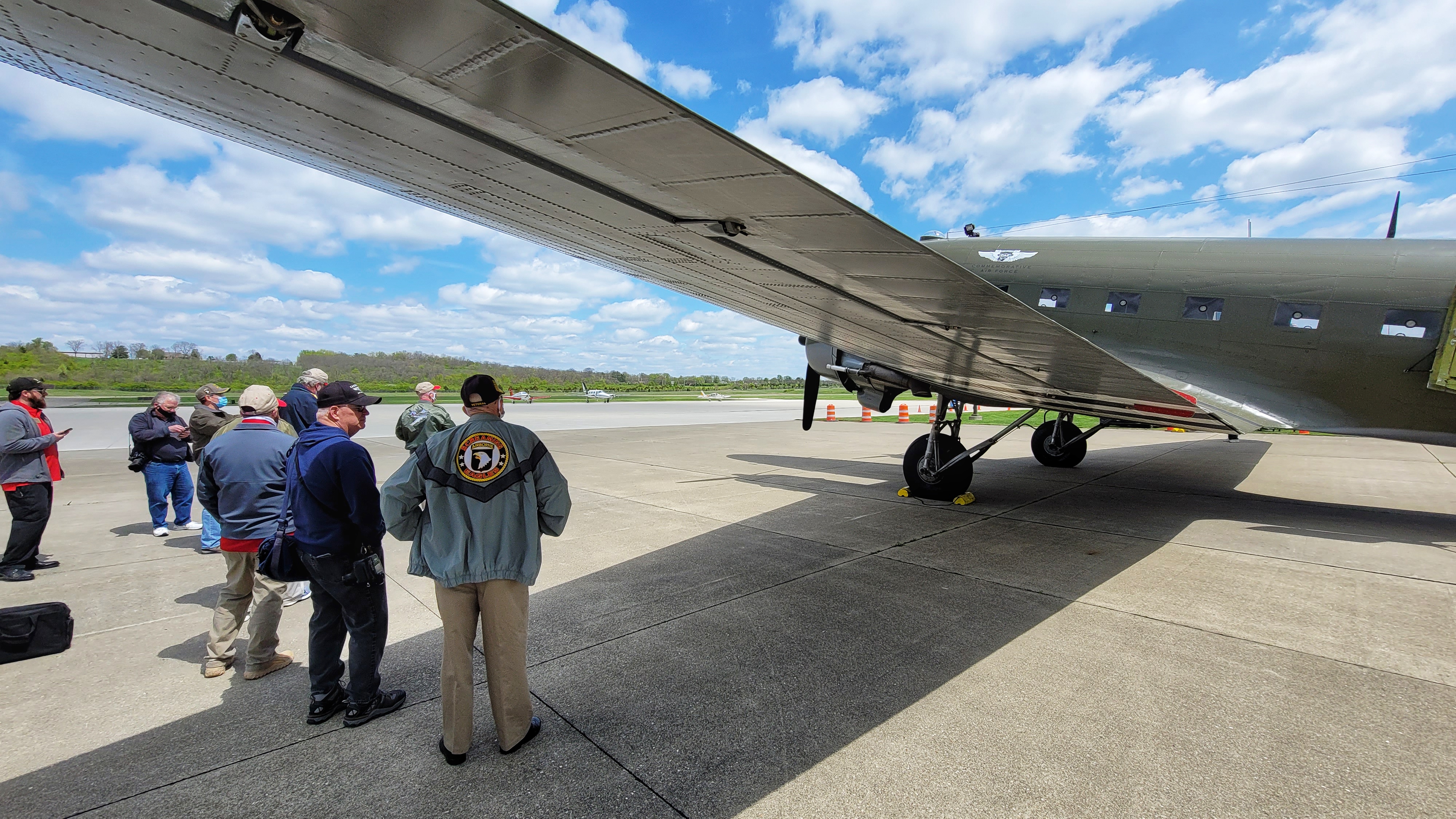 That’s All, Brother, a C-47 piloted by Lt. Col. John Donalson, arrived at Butler County Regional Airport Friday, April 16 for a three-day visit with tours and rides available. The historic WWII C-47 aircraft led over 800 C-47’s over the drop zones of Normandy, France on D-Day on June 6th, 1944. NICK GRAHAM / STAFF