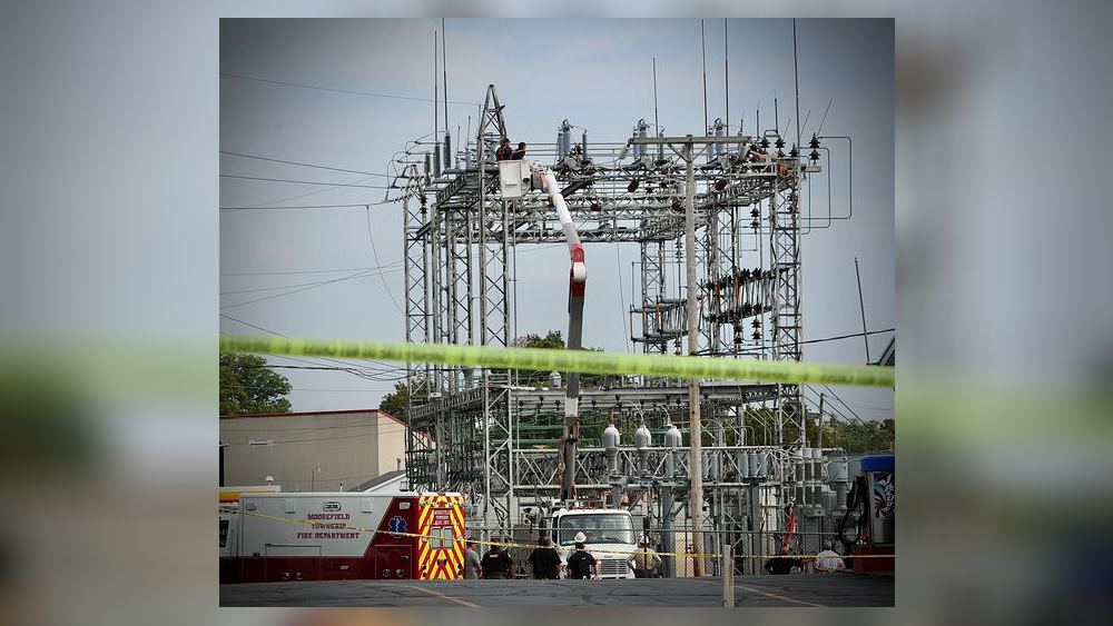 A man climbed up an Ohio Edison substation in Northridge in Clark County today, and electricity was out for more than 2,400 customers in the area, including nearby schools. MARSHALL GORBY/STAFF