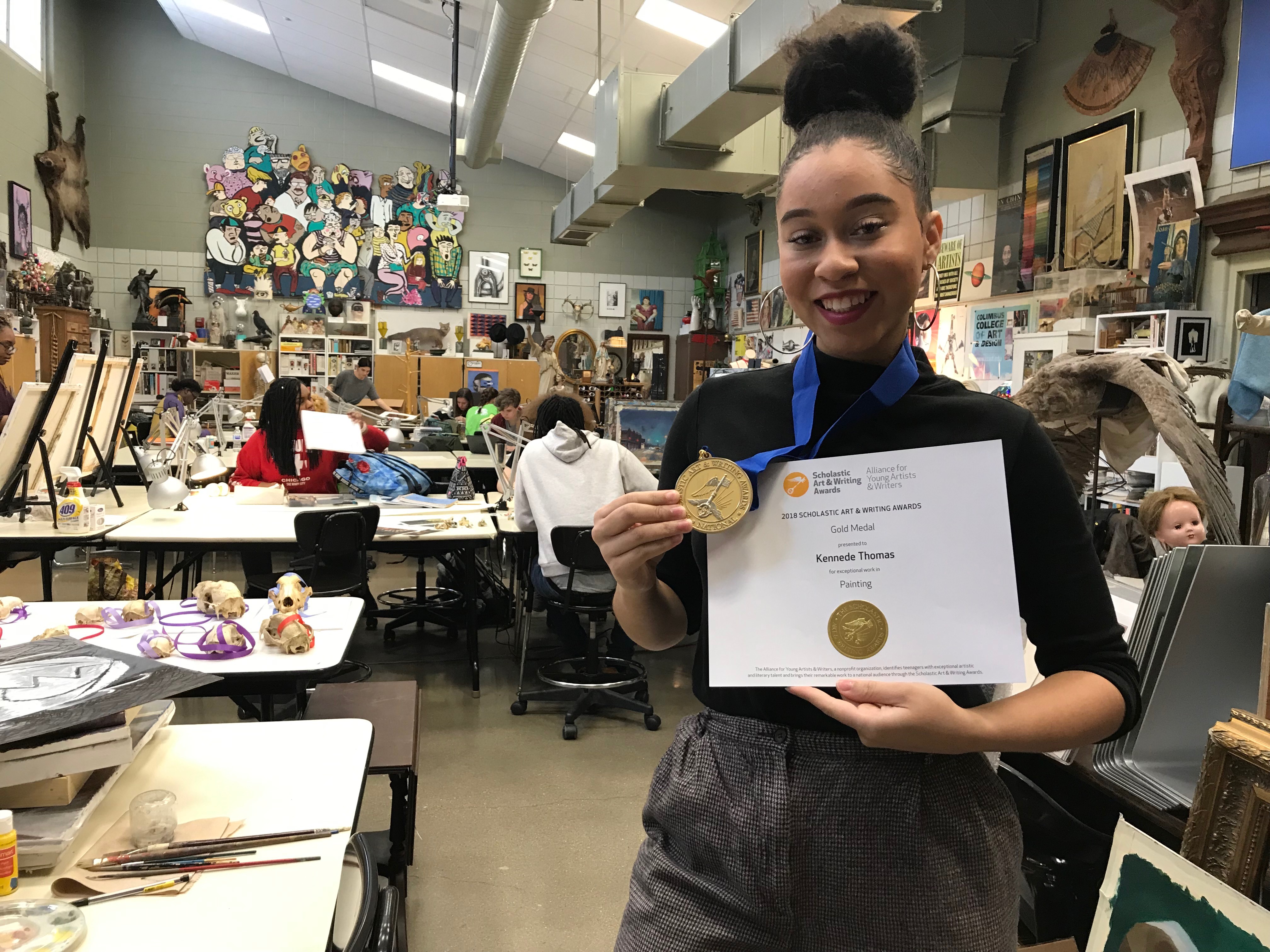 A painting by Stivers School for the Arts senior Kennedé Thomas is featured on the cover of the 2019 Scholastic Art and Writing Awards calendar.