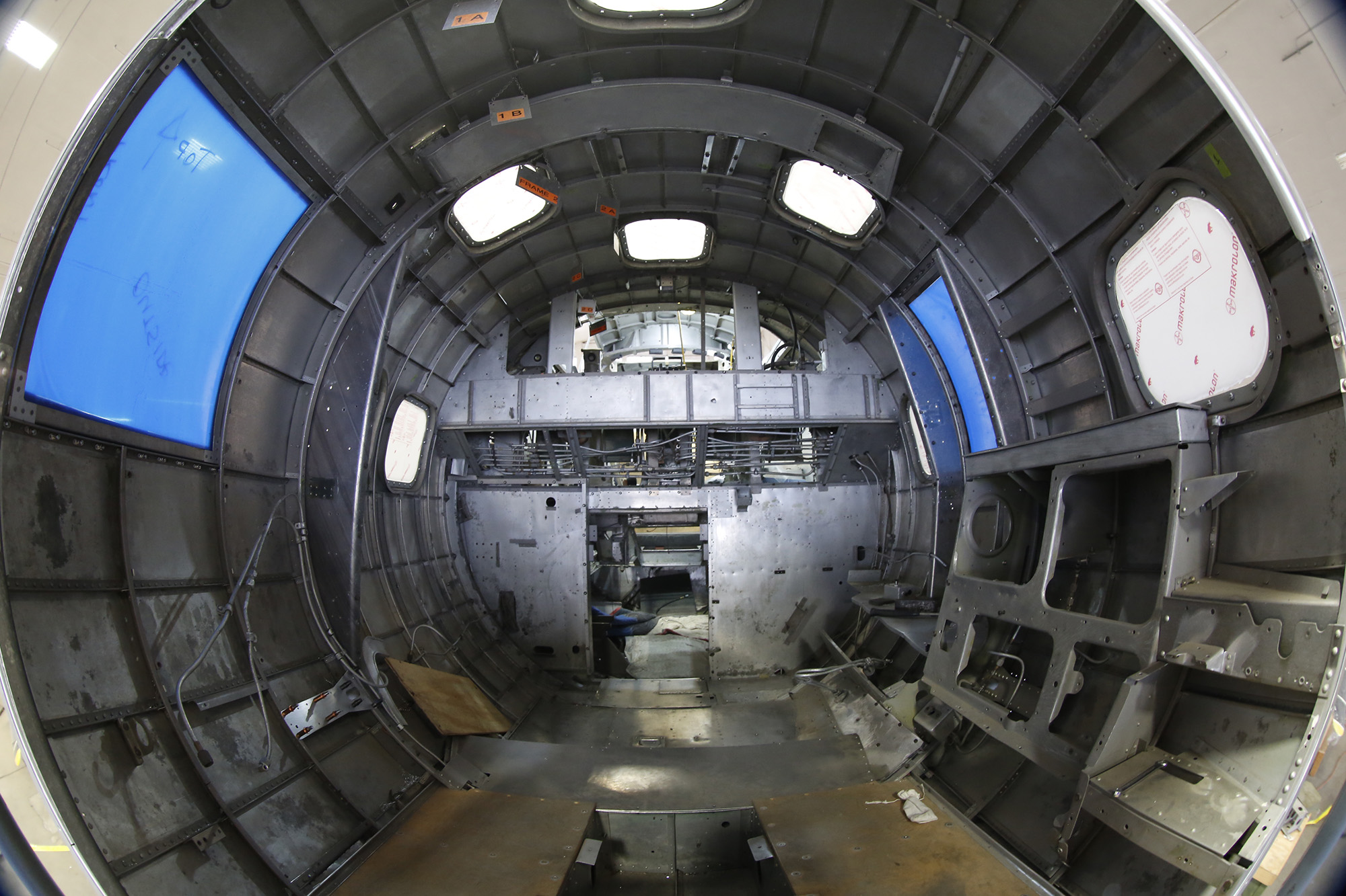 Bombardier's position with the window removed from the Memphis Belle in the Restoration Hangar at the National Museum of the United States Air Force. The Memphis Belle, one of the legendary American aircraft of World War II, will be put on public display at the main complex next year after more than a decade of restoration at the Museum, officials said Wednesday. The historic Army Air Forces B-17F bomber will be unveiled May 17, 2018, the 75th anniversary of the crews 25th mission over Europe, said museum curator Jeff Duford.. TY GREENLEES / STAFF