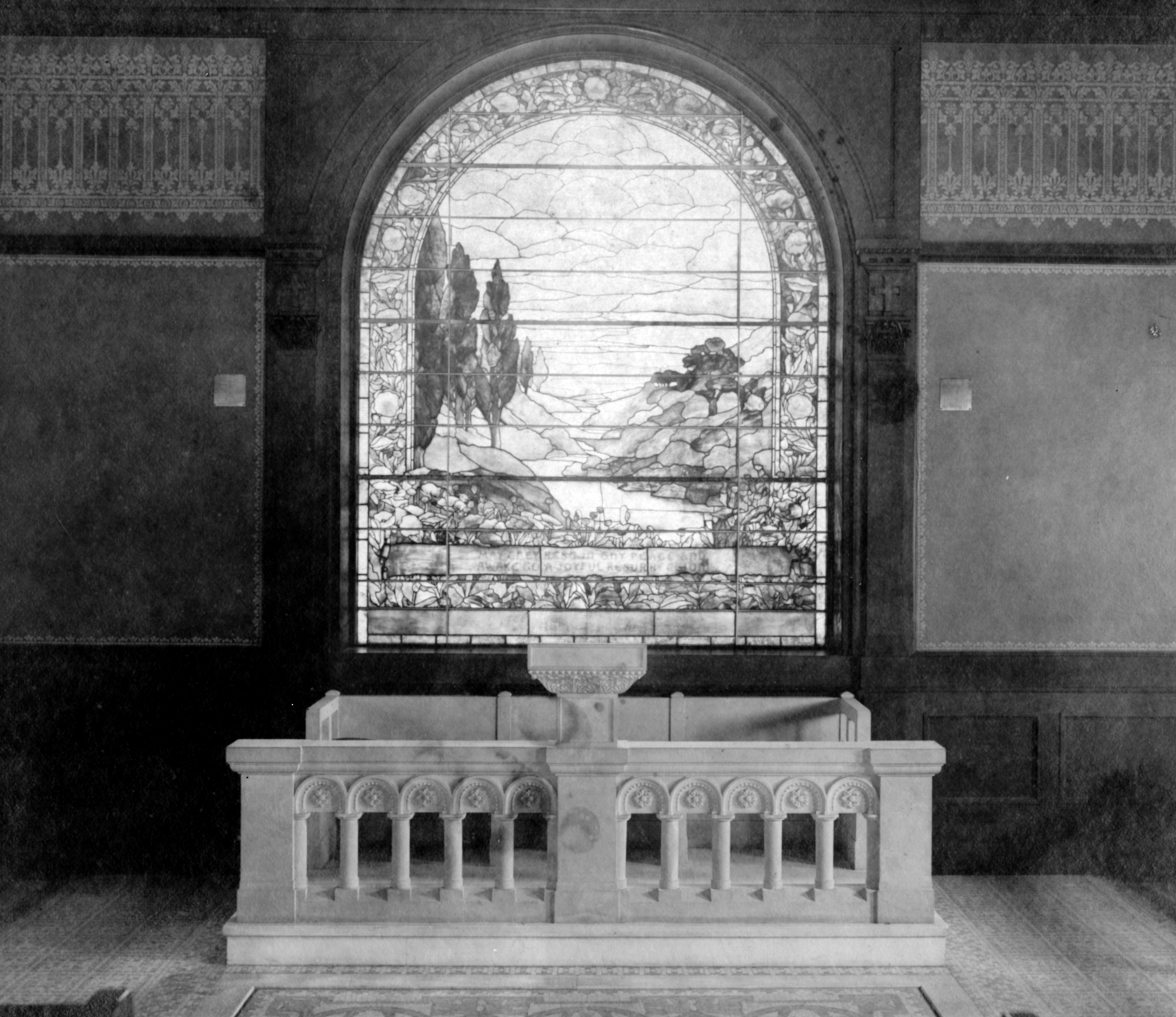 A Tiffany window, installed in 1904, is the center piece of the historic Woodland Cemetery chapel. WRIGHT STATE UNIVERSITY SPECIAL COLLECTIONS AND ARCHIVE