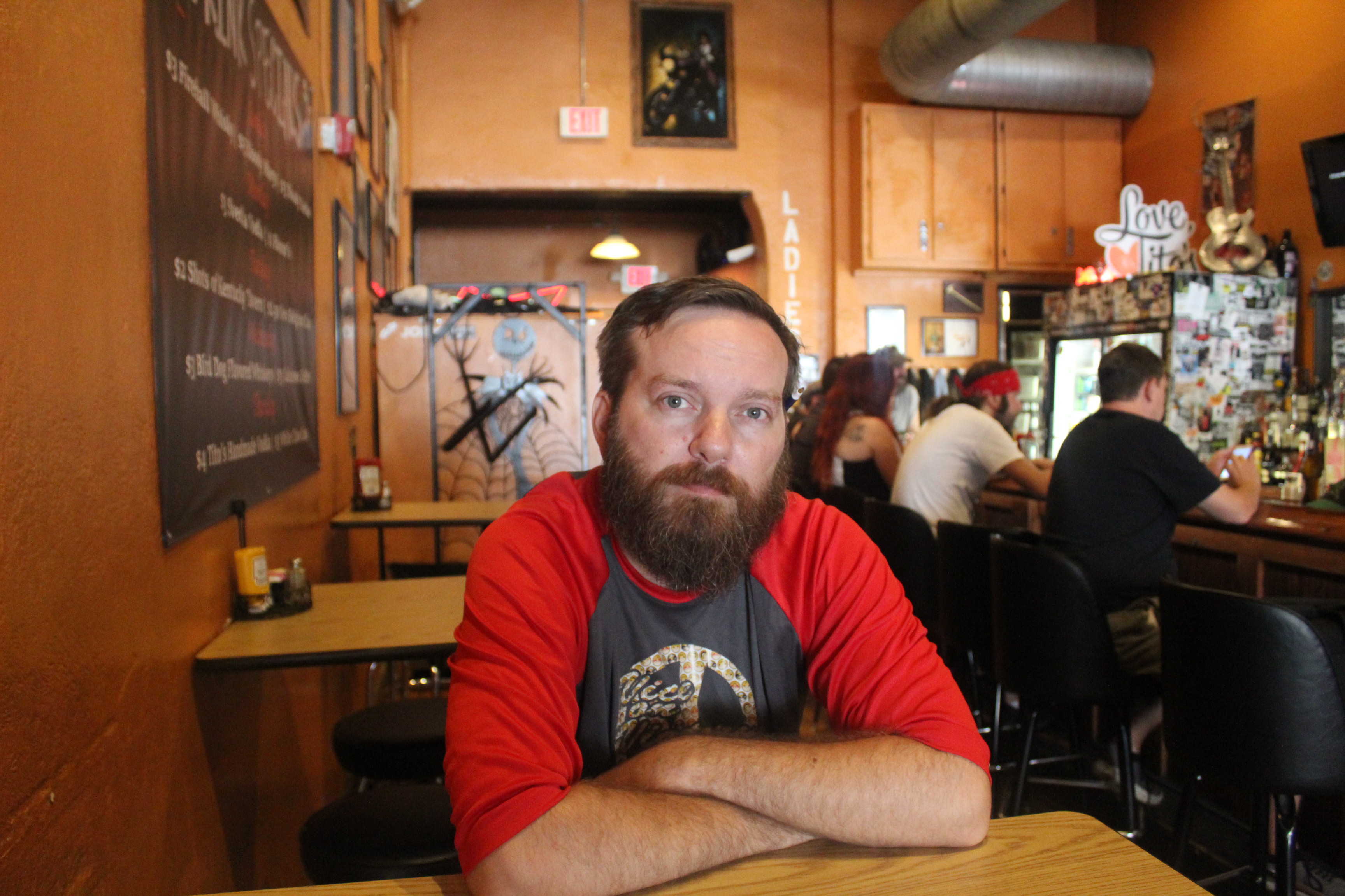 The Oregon District continues to recover from Sunday's morning mass shooting. Pictured: Andy Rowe, a manager of Blind Bob's Bar.
