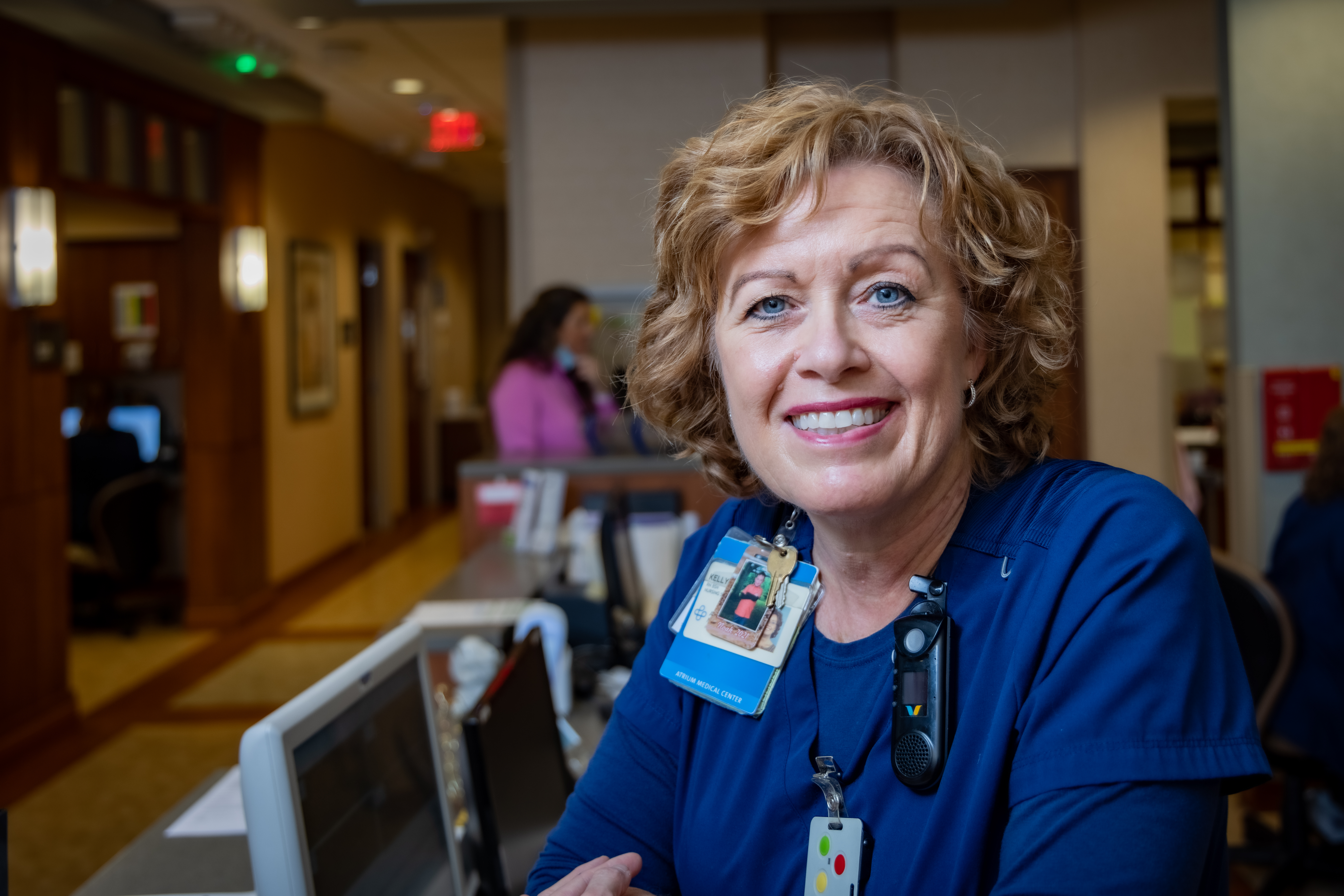 Registered nurse Kelly Huntey returned to work at Atrium Medical Center five weeks after having a double mastectomy.