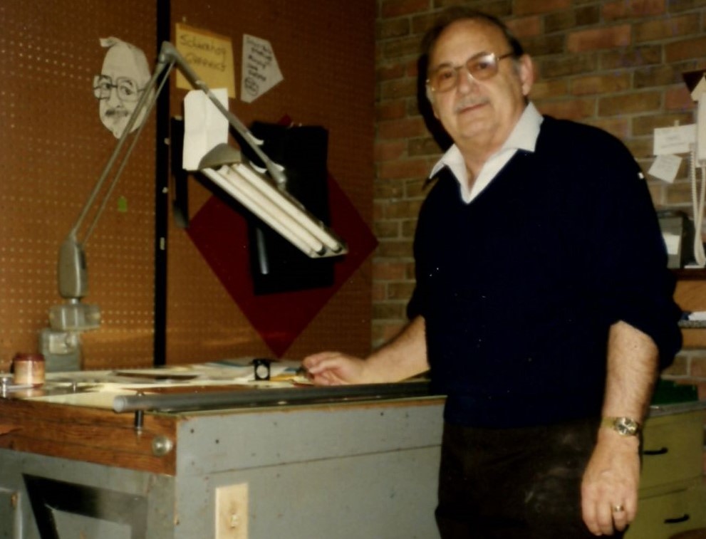 Schuerholz Printing founder Bill Schuerholz works on a light table.  CONTRIBUTED