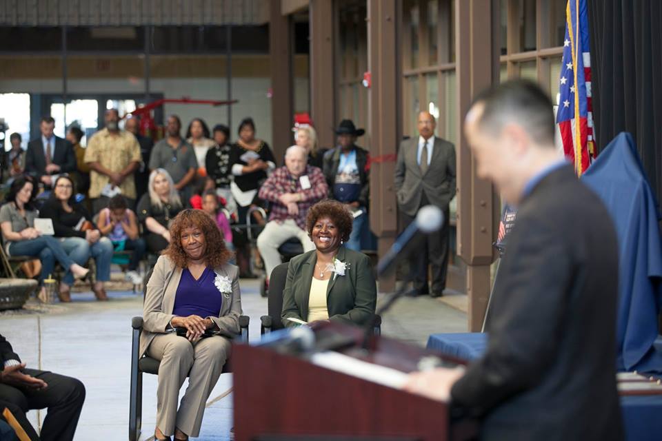 Flossie Crump and Dayton native Felicia Allen became the first women sworn in as police officers in Sacramento, Calif in 1974. The atrium at the police department's headquarters was recently dedicated in their honor. Allen is pictured on the left.