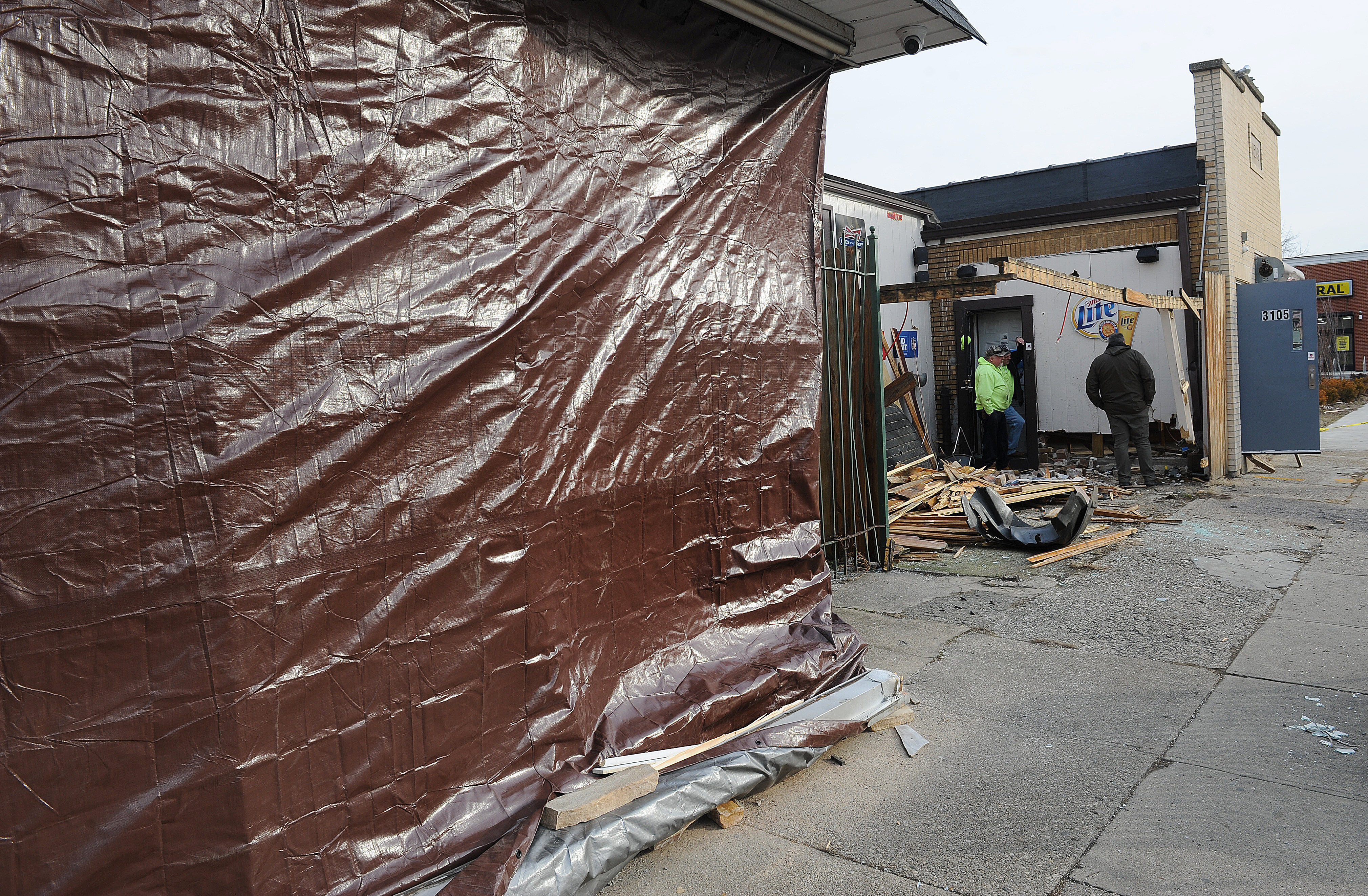 Tuesday, Feb. 15, 2022, a vehicle crashed into two businesses in the 3100 block of East Third Street. No injuries were reported. MARSHALL GORBY\STAFF