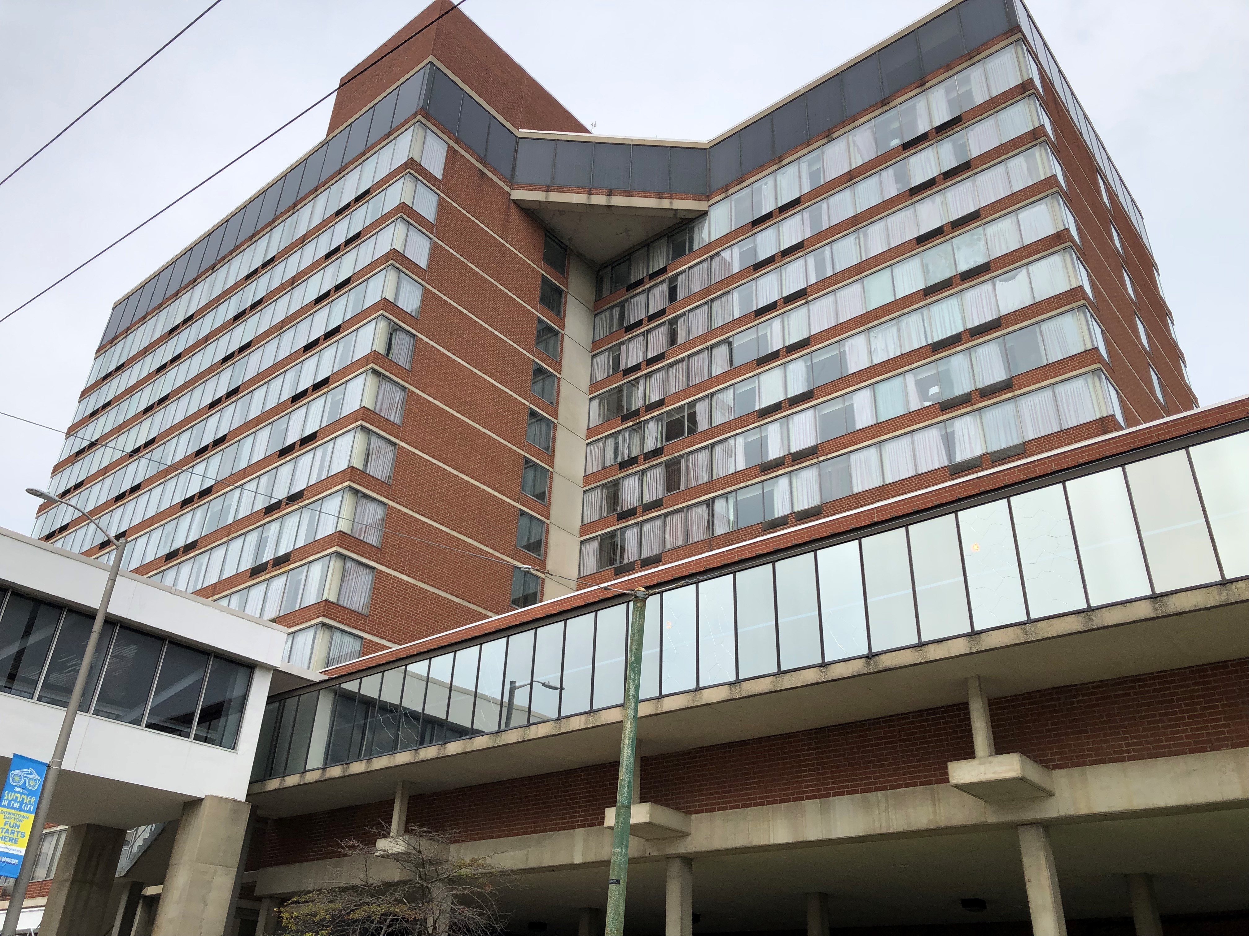 The Radisson Hotel, the former Crowne Plaza, at 33 E. Fifth St., across the street from the Dayton Convention Center. The hotel and convention center are attached by a skywalk. CORNELIUS FROLIK / STAFF