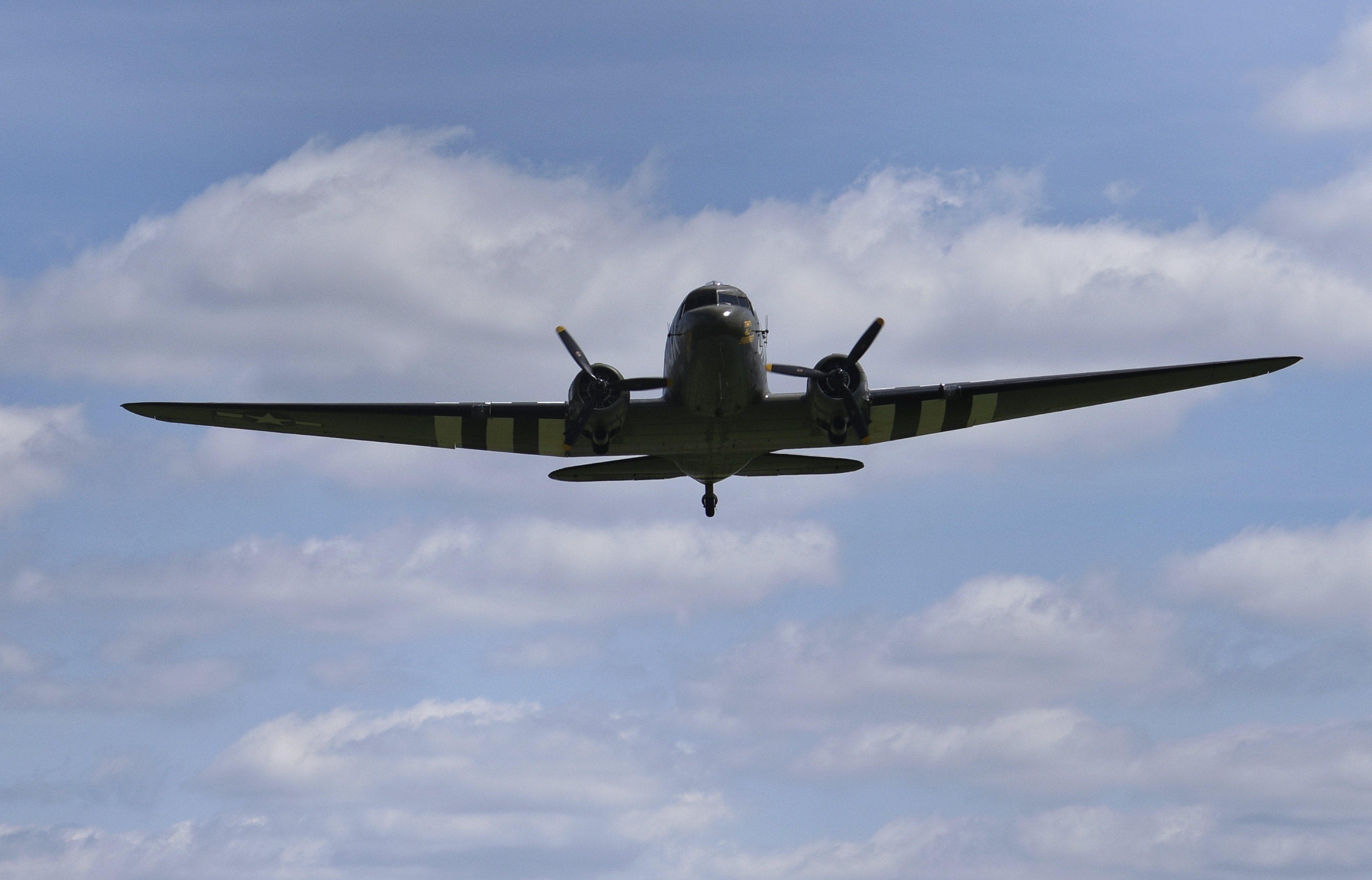 That’s All, Brother, a C-47 piloted by Lt. Col. John Donalson, arrived at Butler County Regional Airport Friday, April 16 for a three-day visit with tours and rides available. The historic WWII C-47 aircraft led over 800 C-47’s over the drop zones of Normandy, France on D-Day on June 6th, 1944. NICK GRAHAM / STAFF