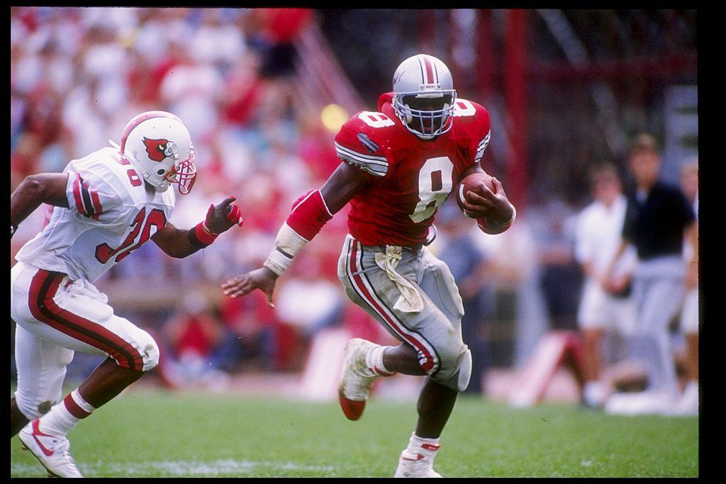 14 Sep 1991: Fullback Jeff Cothran of the Ohio State Buckeyes runs down the field during a game against the Louisville Cardinals at Ohio Stadium in Columbus, Ohio. Ohio State won the game 23-15. Mandatory Credit: Rick Stewart /Allsport