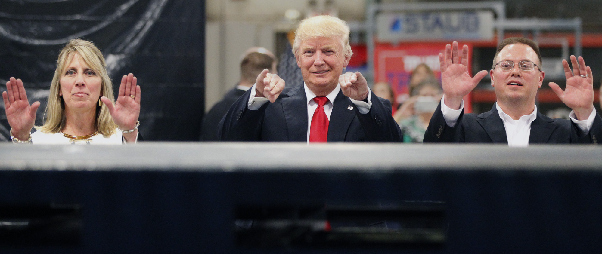 Presidential candidate Donald Trump visited Dayton in 2016 where he attended a roundtable discussion hosted by Steve Staub, president of Staub Manufacturing Solutions and his sister, Sandy Keplinger, vice president. Staub employees and Bobby Knight also spoke and visited with Trump. TY GREENLEES / STAFF