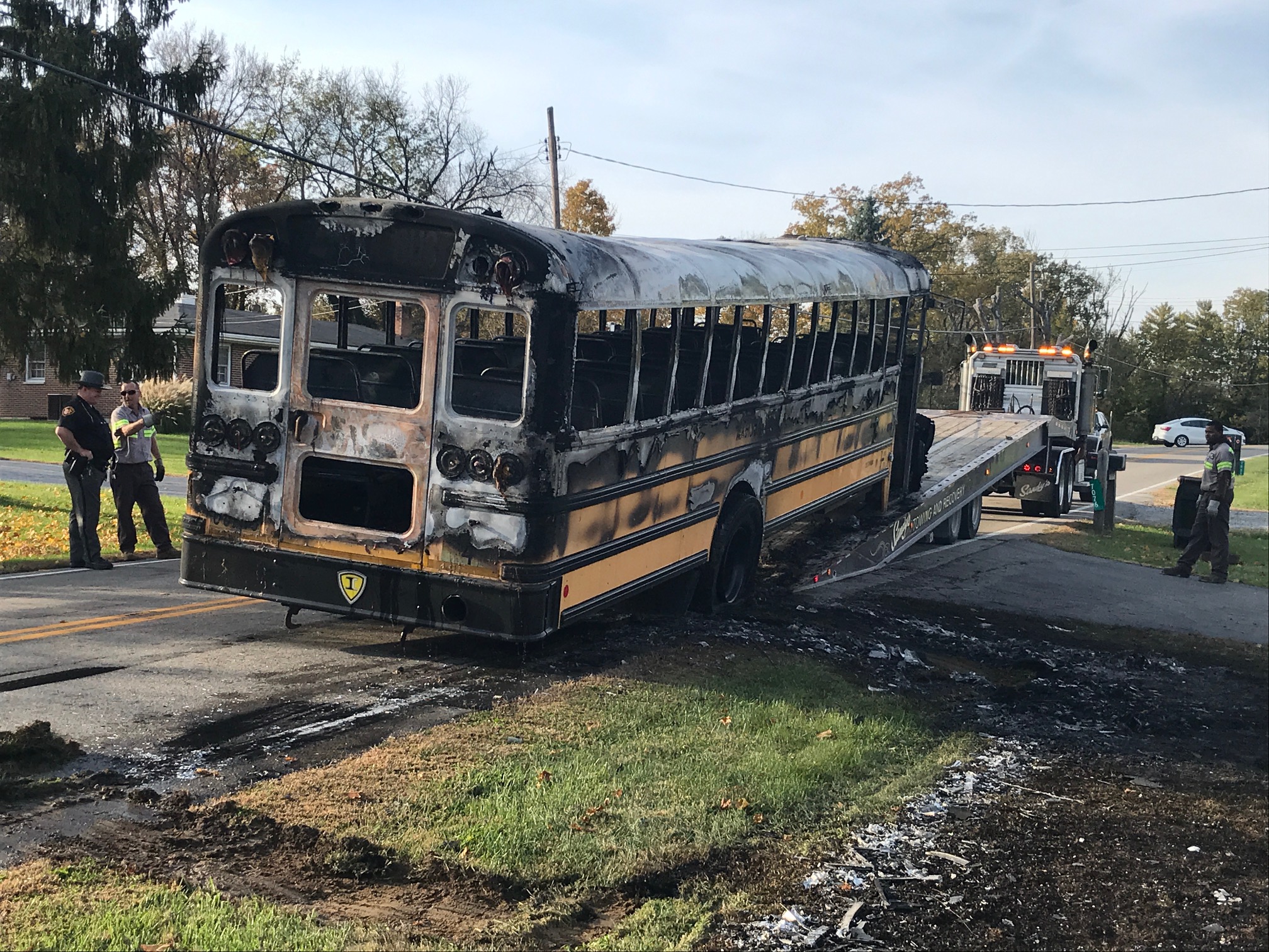 A school bus carrying Madison students was towed after it caught fire Tuesday afternoon. No students were injured and the fire is under investigation.