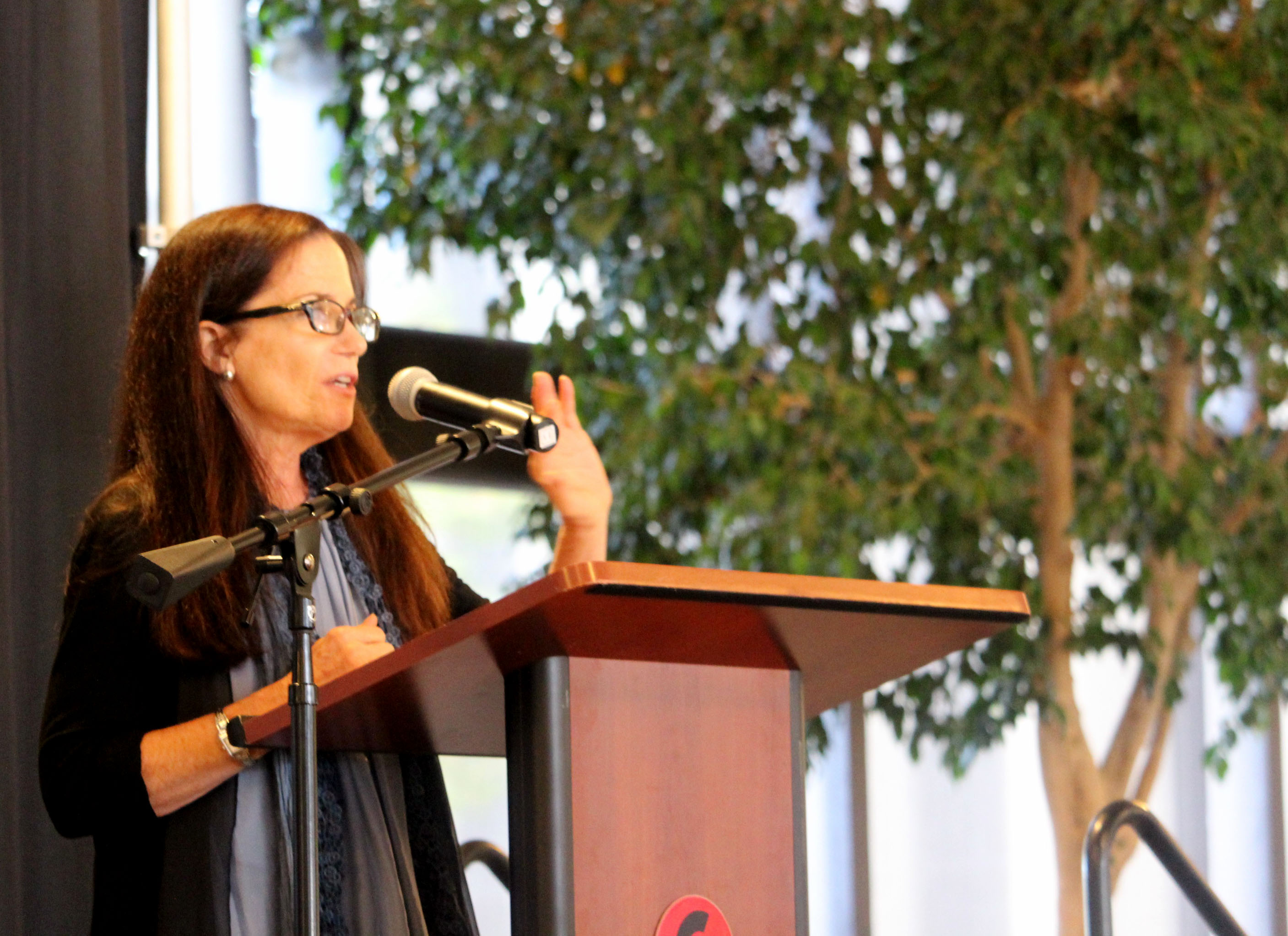 The 2017 Dayton Region's Walk of Fame induction ceremony at Sinclair Community College. Dayton native Cathy Guisewite (foreground) was a 2017 inductee. Photo by Amelia Robinson