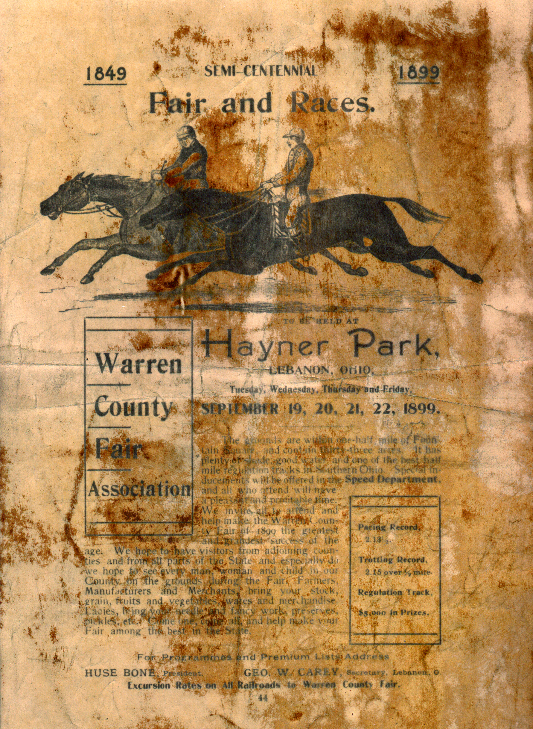 An advertisement for the 1899 Warren County Fair, encouraging visitors from near and far to attend to make the fair "the greatest and grandest success of the age." DAYTON DAILY NEWS ARCHIVE