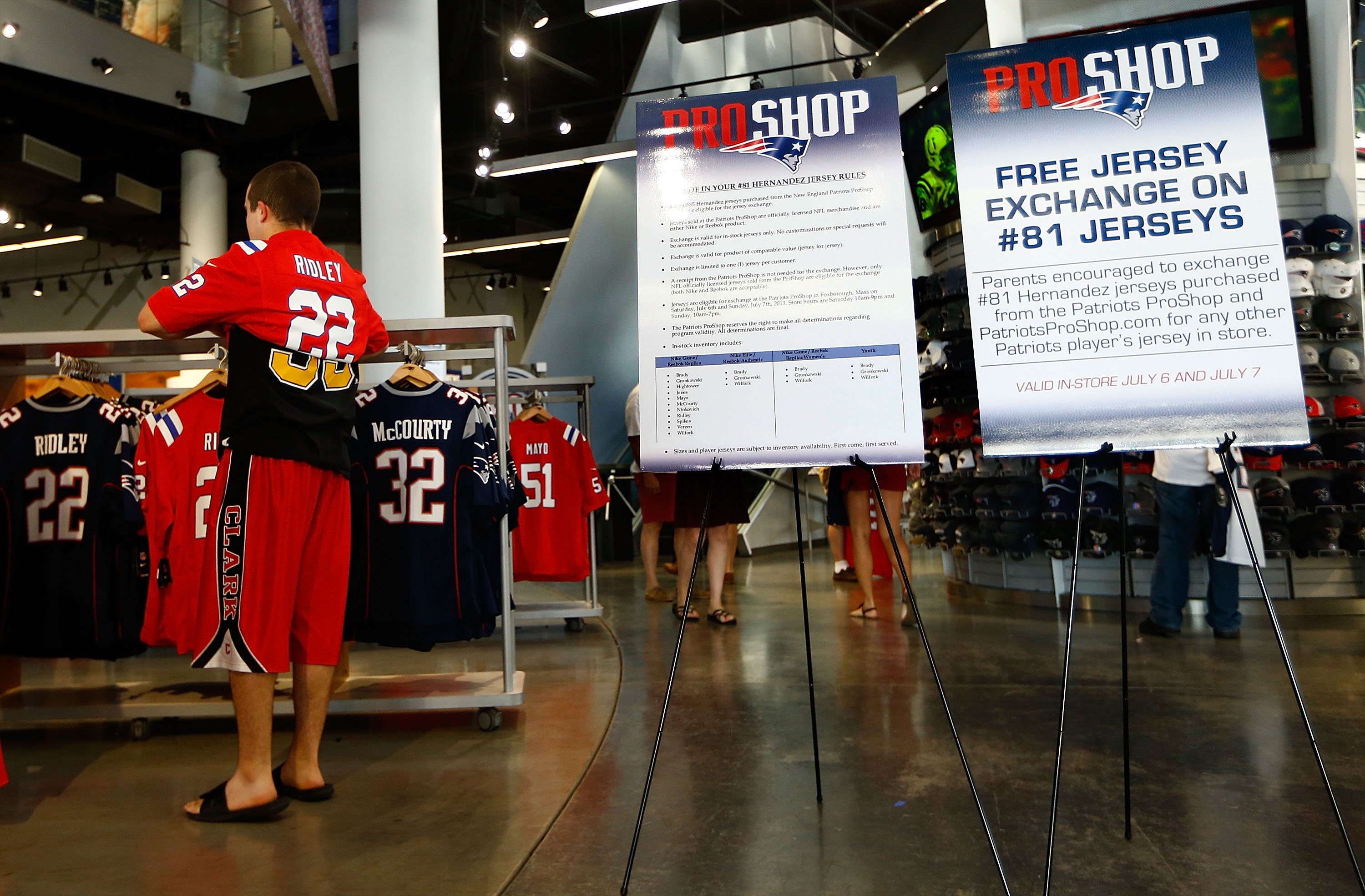 Patriots ProShop to offer free exchange on Hernandez jerseys