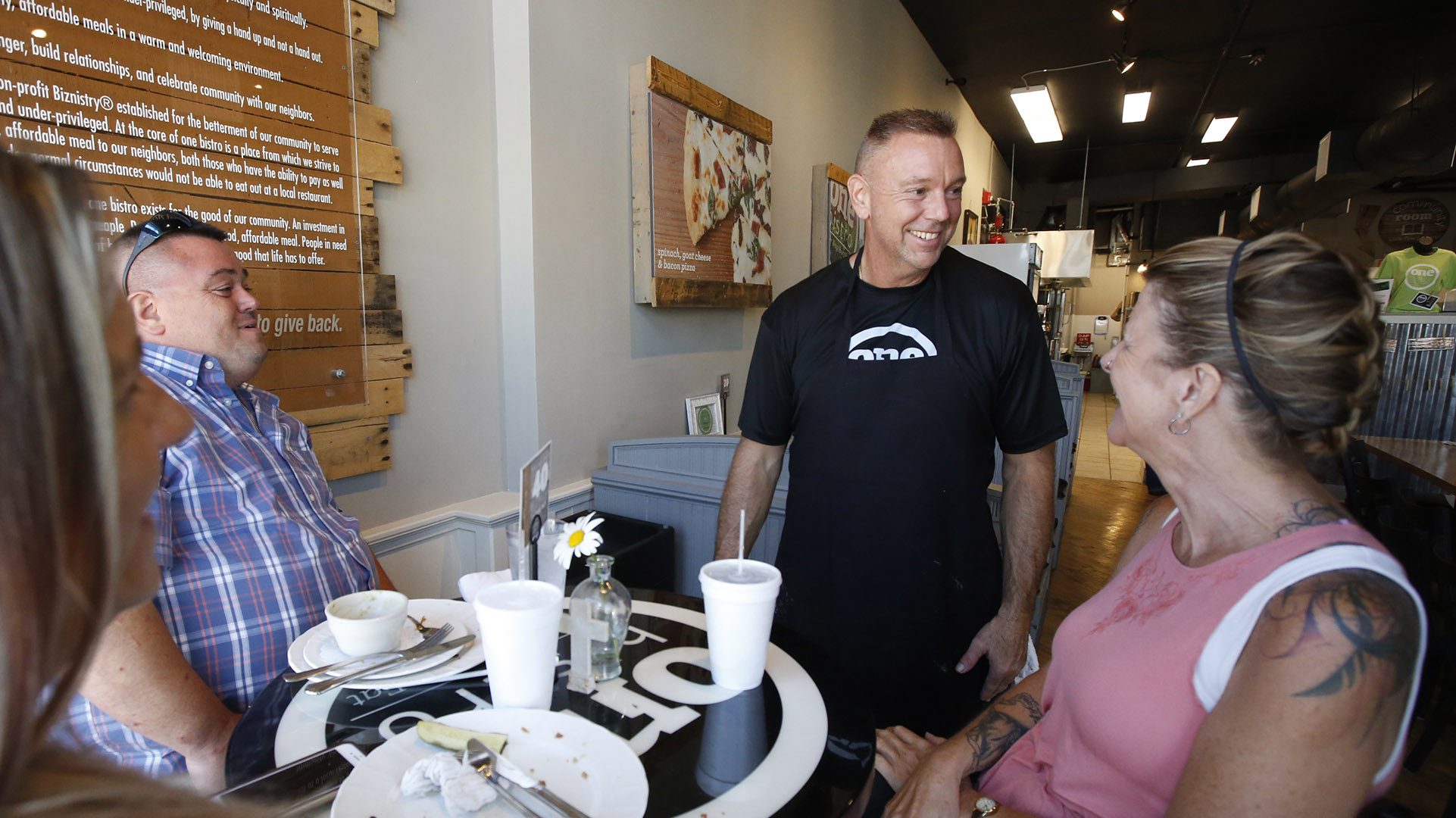 One Bistro chef Greg Shaffer works the lunch shift in Xenia. Shaffer is in long-term recovery from drug and alcohol addiction. TY GREENLEES / STAFF