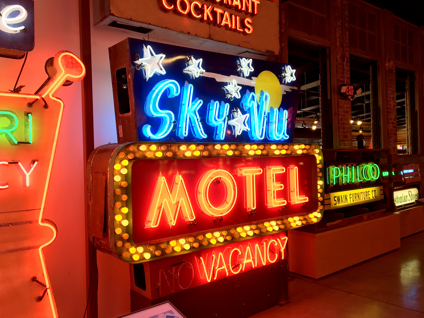 The neon sign for the Sky-Vu Motel was originally located in Kansas City and is now on display at the American Sign Museum in Cincinnati. CHRIS STEWART / STAFF