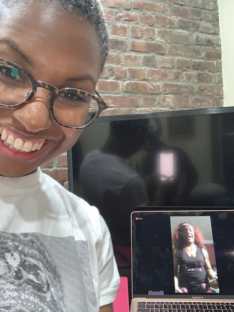 Kettering Zumba instructor Yvette "Diva" Williams teaches her classes ever evening on Facebook Live. Pictured: Williams' daughter, Kyetra Williams, taking the class in Brooklyn, New York.