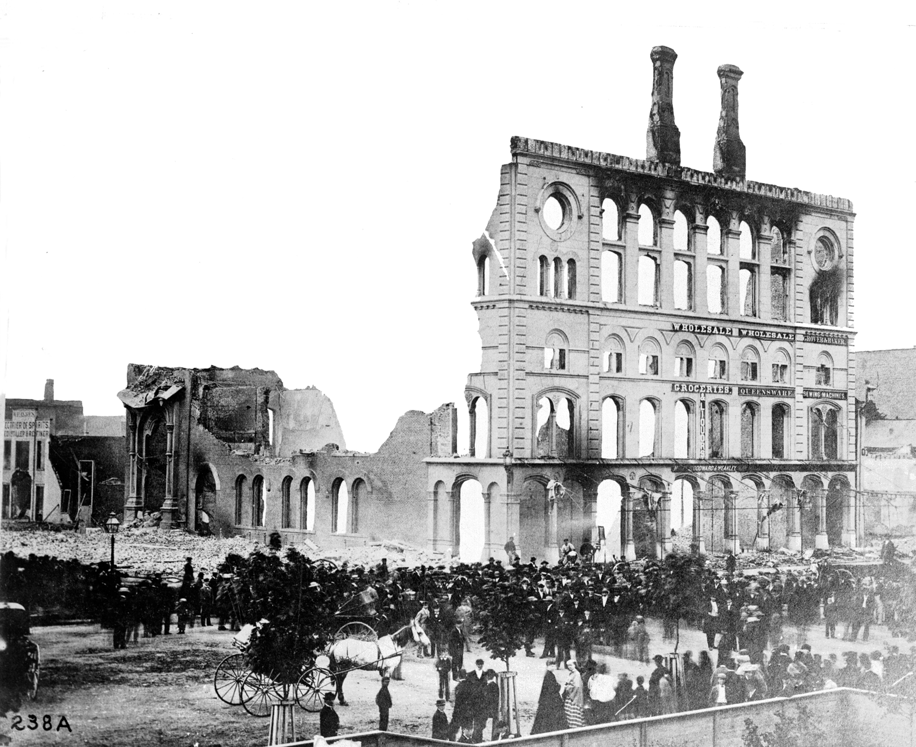 In May 1869 the Turner Opera House, now known as the Victoria Theatre, was destroyed by fire leaving only the facade along Main Street. This year the Victoria Theatre, Dayton's oldest theatre, is celebrating its' 150th anniversary. DAYTON COLLECTION OF MARTIN J. KELLY / DAYTON DAILY NEWS ARCHIVES