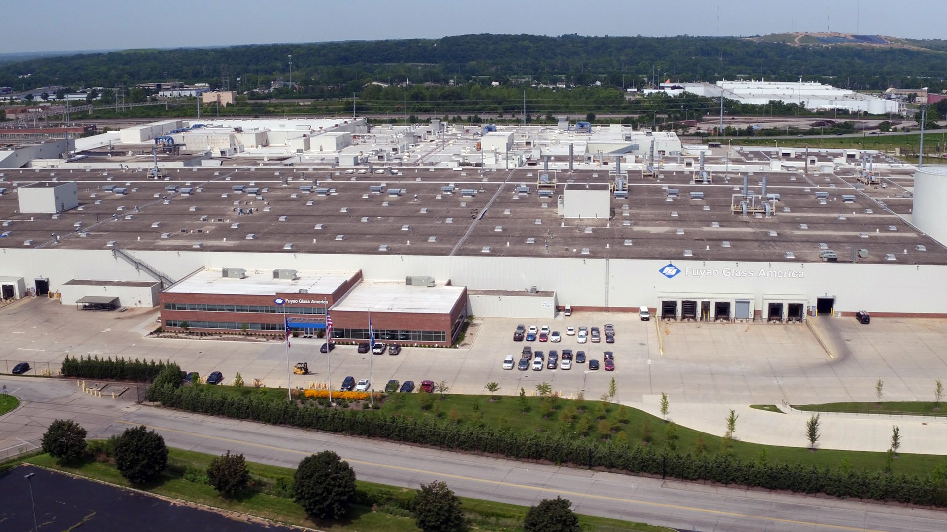 An aerial of Fuyao Glass America looking west across Fuyao Avenue (the former Hoyle Place). TY GREENLEES / STAFF