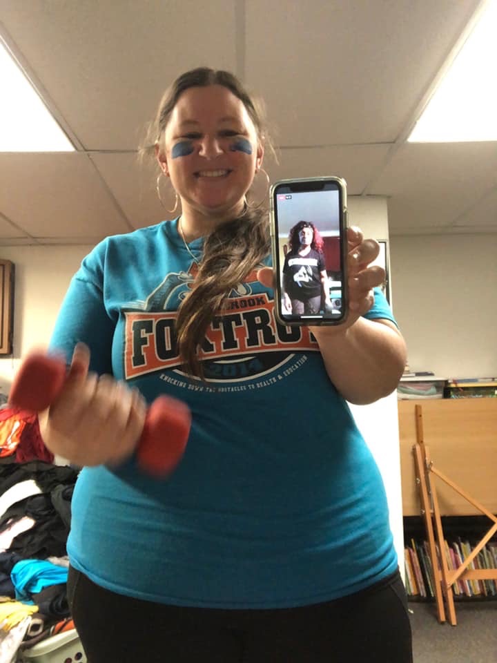 Kettering Zumba instructor Yvette "Diva" Williams teaches her classes ever evening on Facebook Live. Pictured: Student Jenny Taylor in the Dayton area.