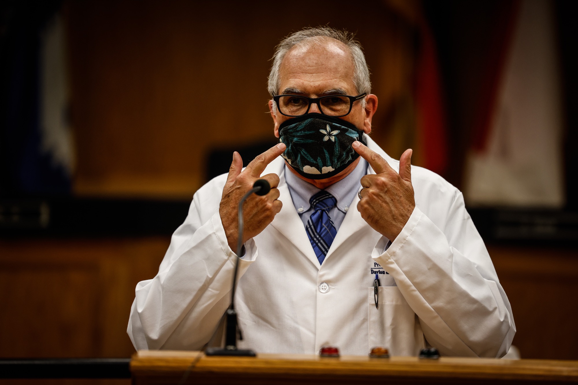 Dr. Michael Doan, medical director for Public Health - Dayton & Montgomery County, speaks during an Aug. 2, 2021, media briefing on updated coronavirus protocols. The city of Dayton mandated masks inside public buildings effective immediately and is considering requiring city employees to be vaccinated amid the increasing spread of the virus. Jim Noelker/Staff