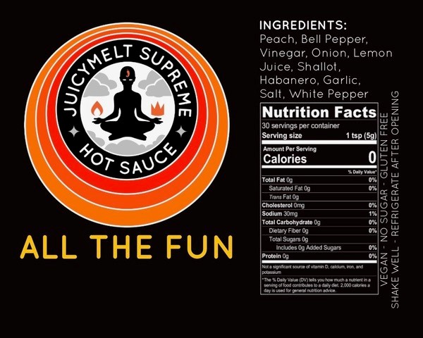 Tracy and Jeffrey McElfresh of Kettering have released JuicyMelt Supreme Hot Sauce. Varieties include Ruby Wizard (grapefruit habanero), OG Catalyst (orange ginger habanero), and All the Fun (white pepper peach).