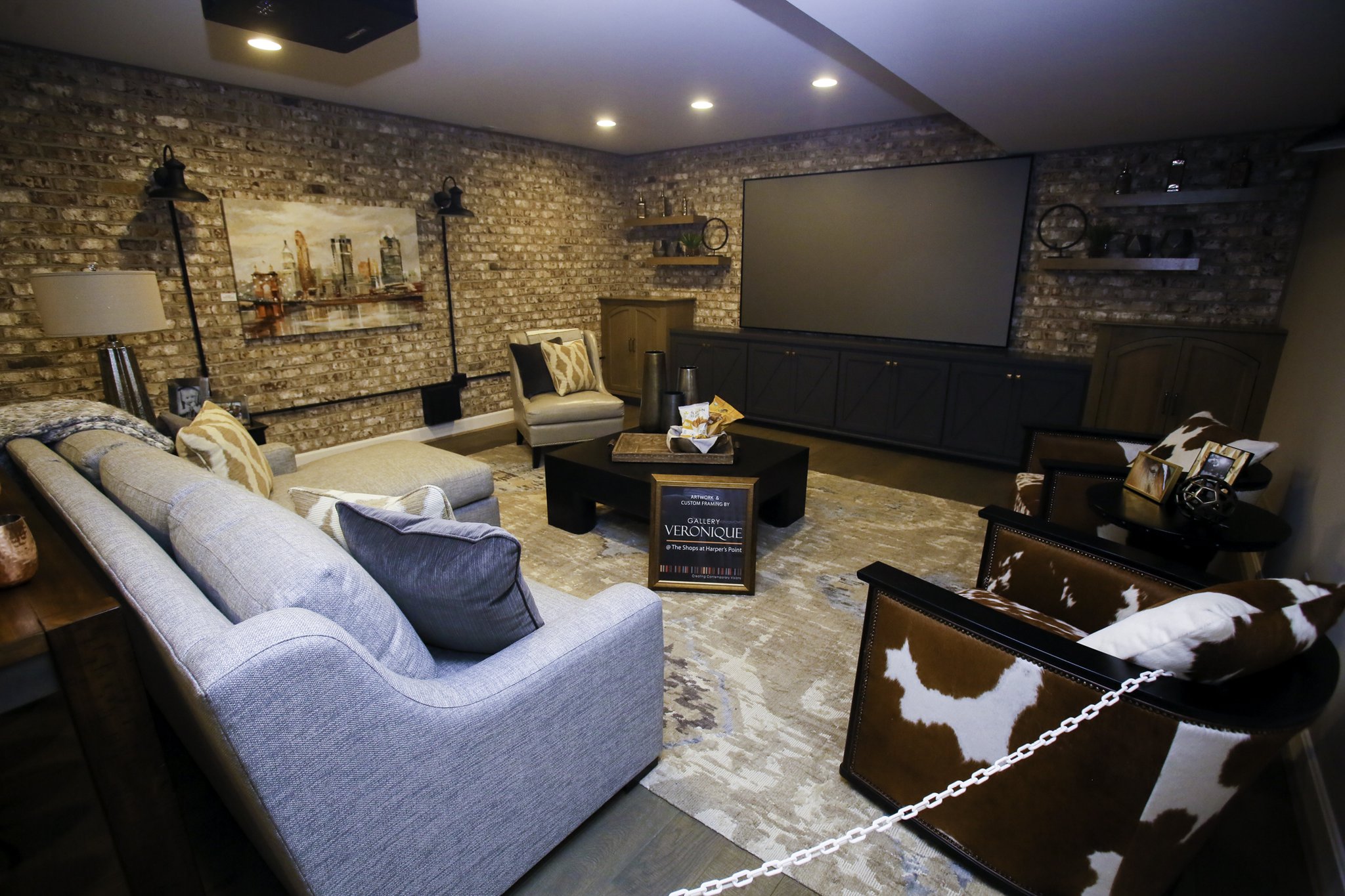 A media room in The Ashby Manor by Wieland Builders at Homearama.