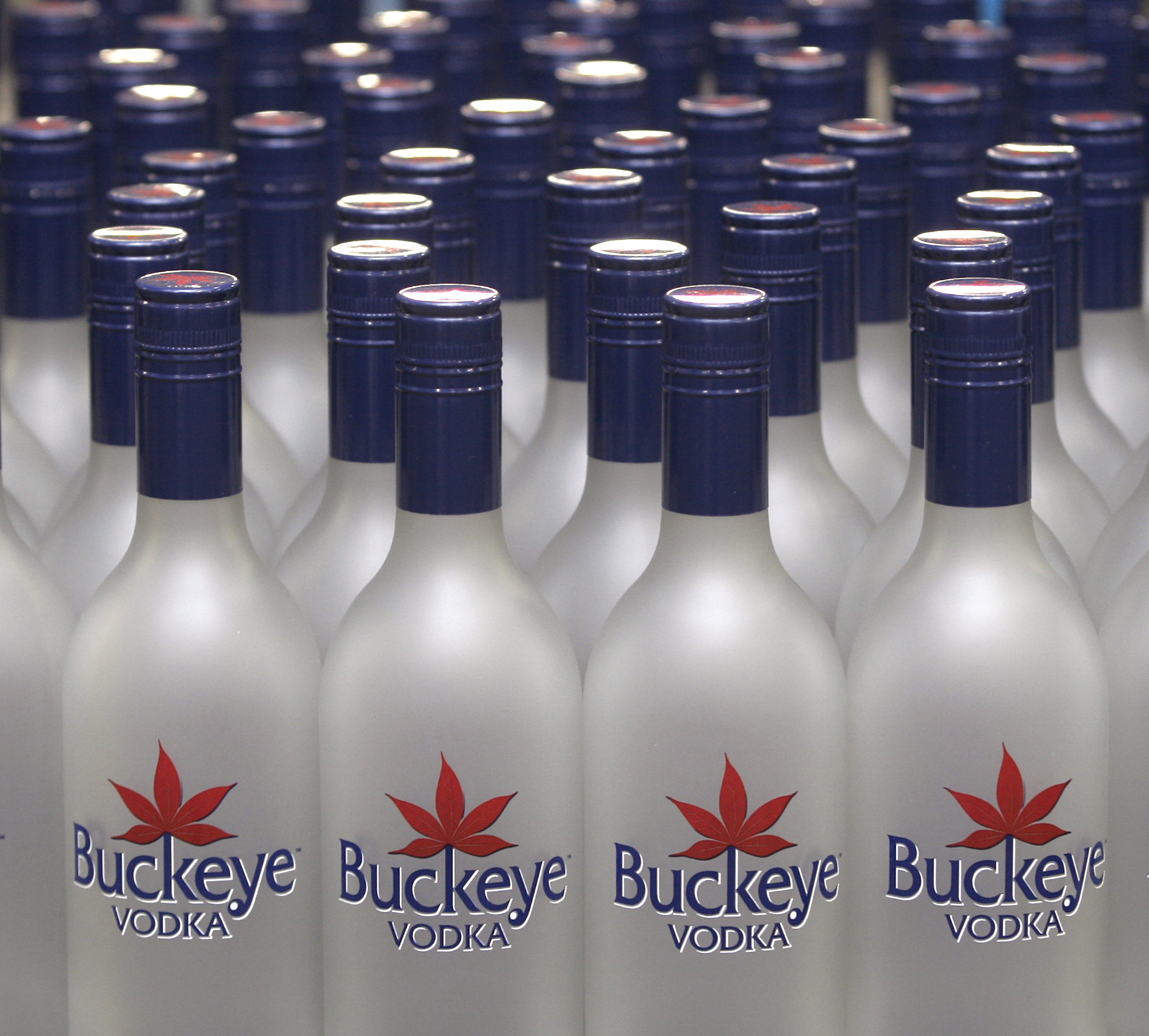 Bottles wait to be filled with the new, locally-crafted Buckeye Vodka. Dayton Daily News 2011
