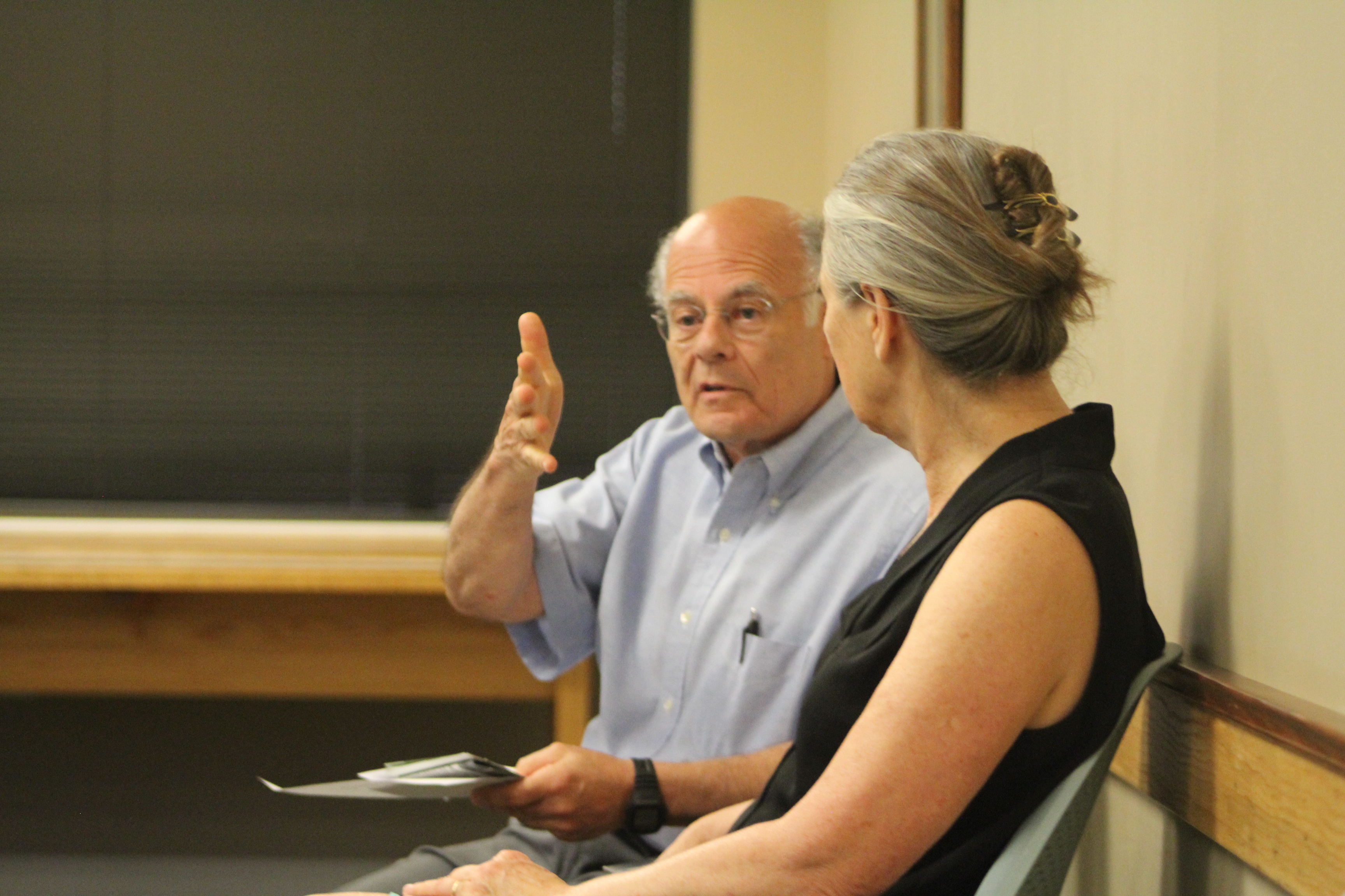 Walt and Margaret Maimon at a recent Five Rivers MetroParks board of commissioners meeting. CORNELIUS FROLIK / STAFF