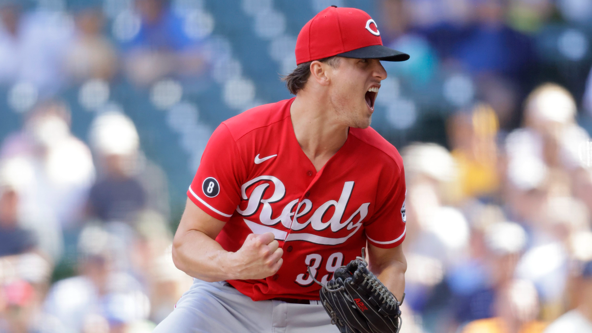 TYLER NAQUIN CINCINNATI REDS ACTION SIGNED 8x10