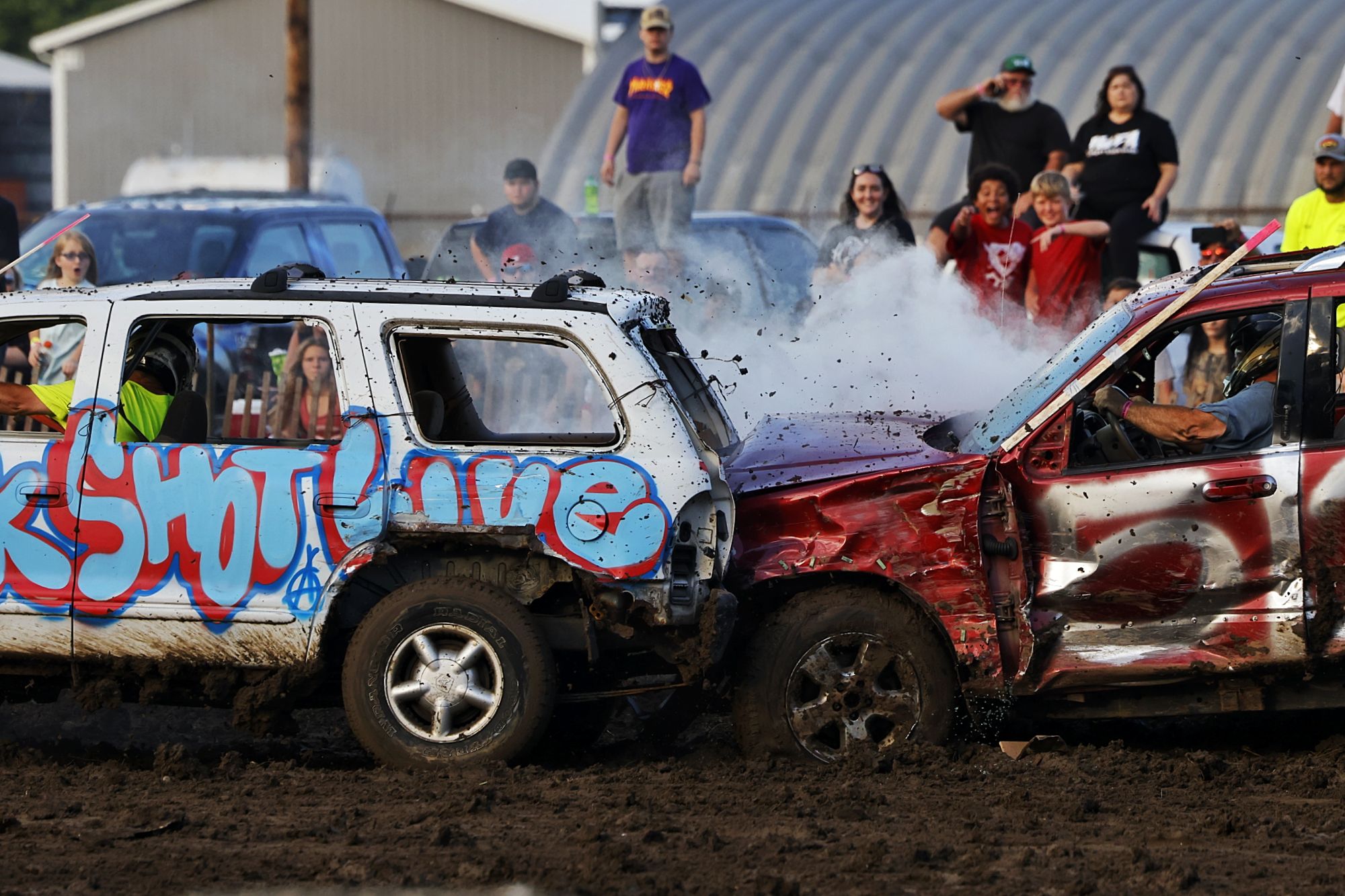 Scenes from the demolition derby at the Butler County Fair Wednesday, July 27, 2022. NICK GRAHAM/STAFF