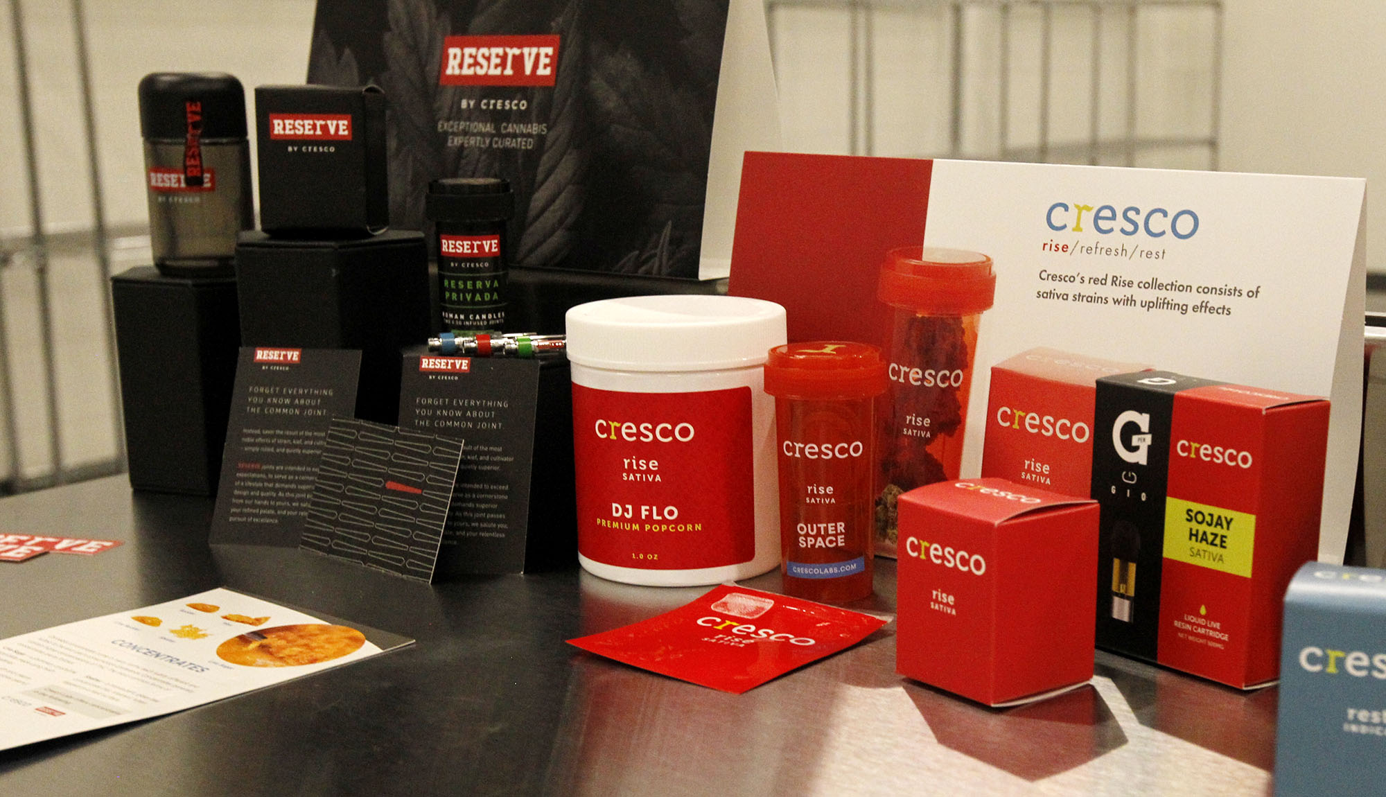 Medical marijuana cultivator Cresco Labs, hosted a ribbon cutting at its Yellow Springs facility on Monday to mark the first cultivation of plants. Sample packaging for Cresco's medical marijuana products. TY GREENLEES / STAFF