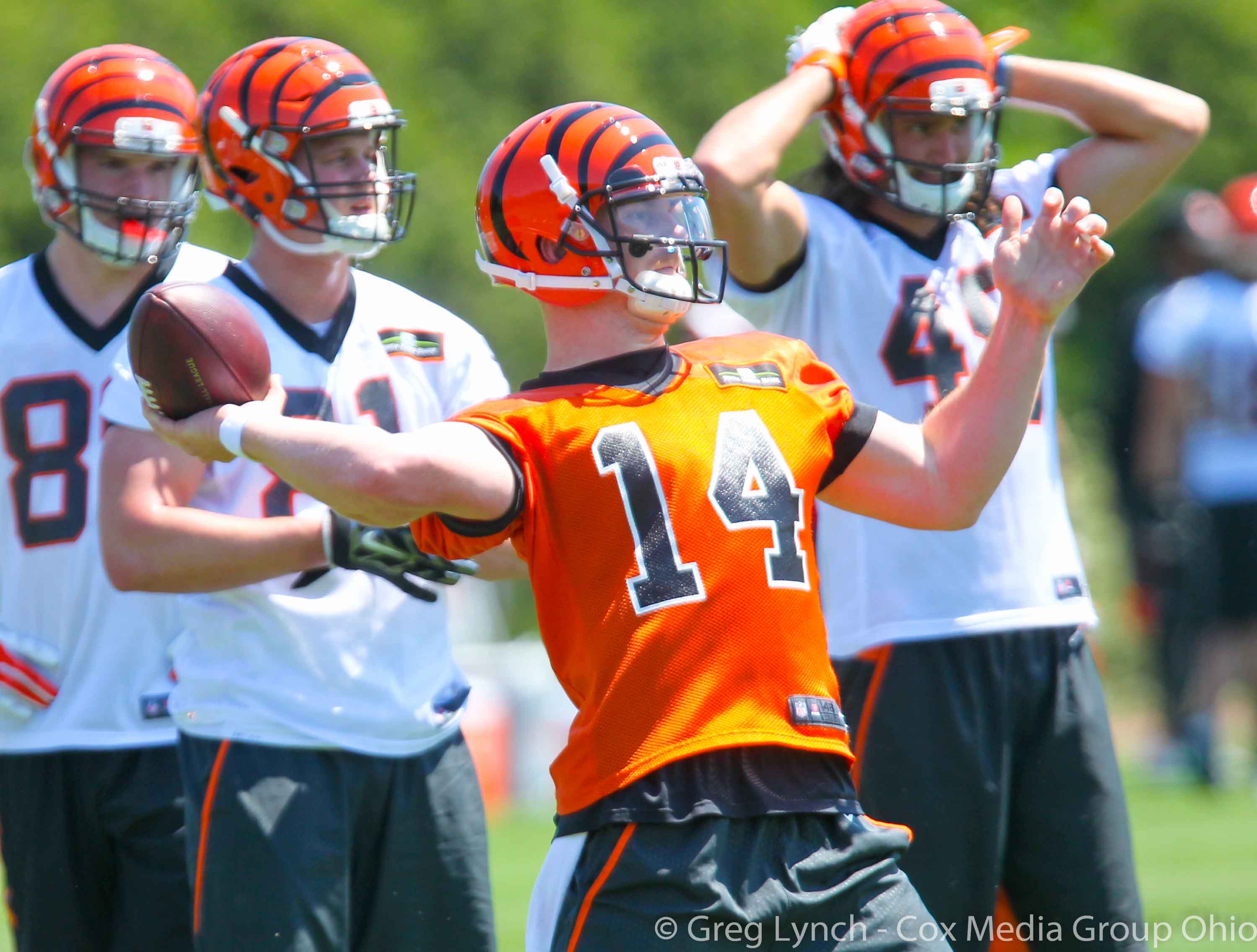 Cincinnati Bengals quarterback Andy Dalton (14) and quarterback AJ