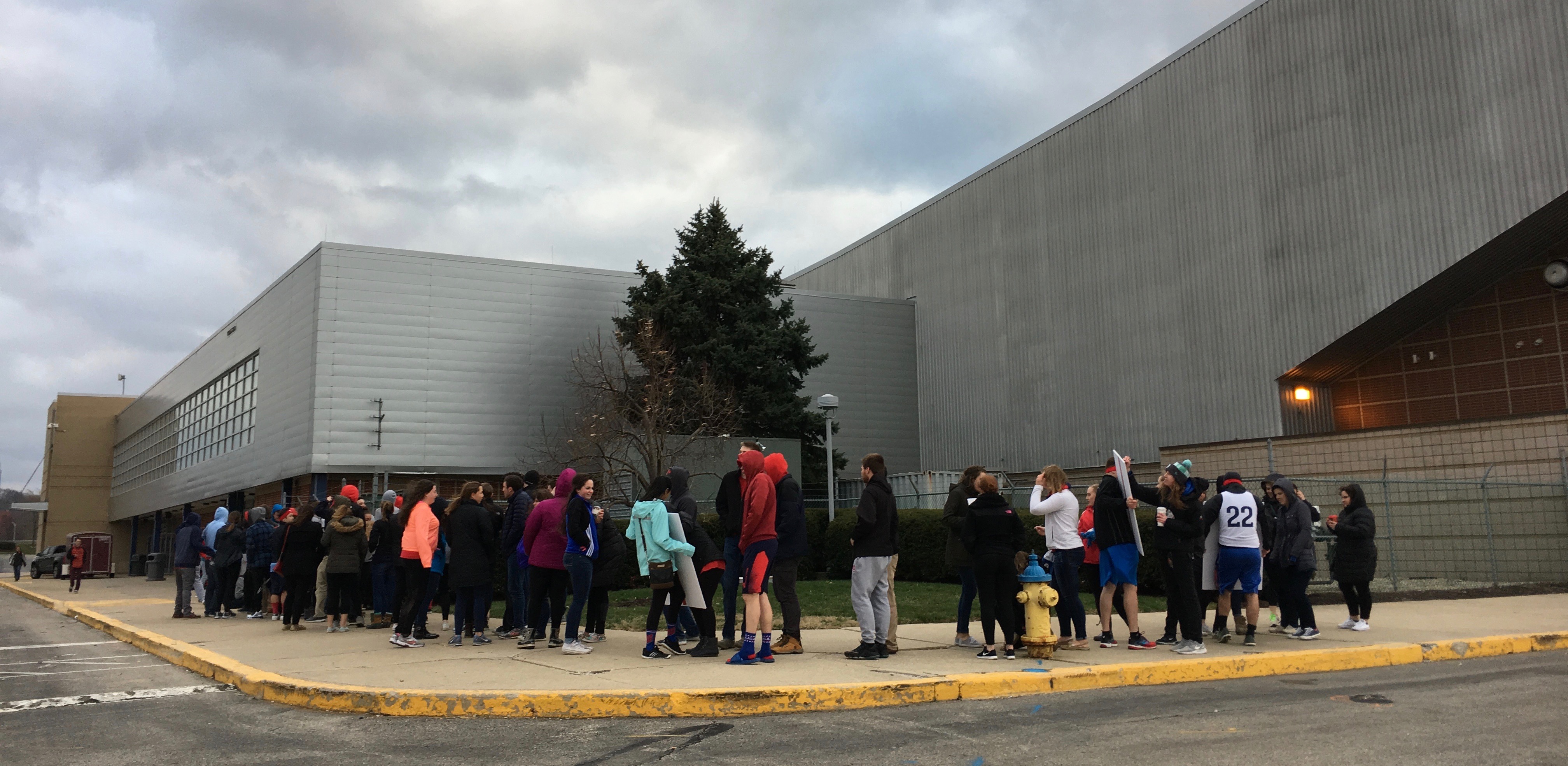 Dayton students wait to enter UD Arena on Senior Night on Wednesday, March 1, 2017. David Jablonski/Staff