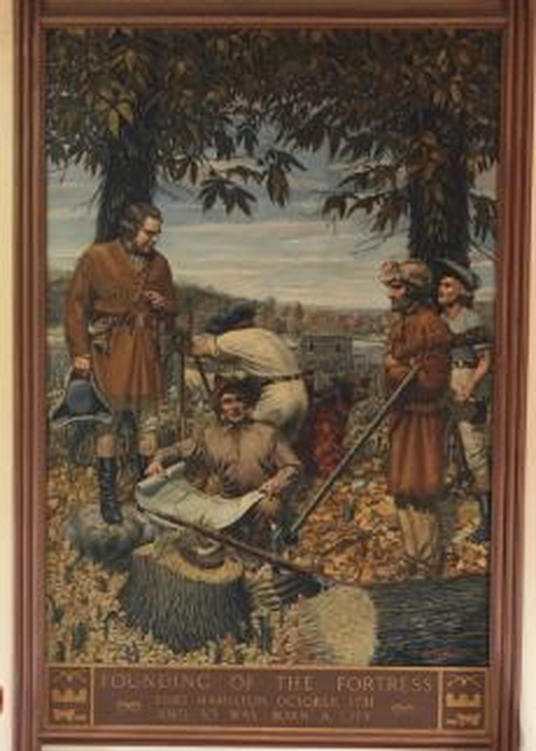 This mural of the founding of Fort Hamilton, named for Alexander Hamilton, is located in the Hamilton Council Chambers in the city’s former municipal building at 20 High St. MIKE RUTLEDGE/STAFF