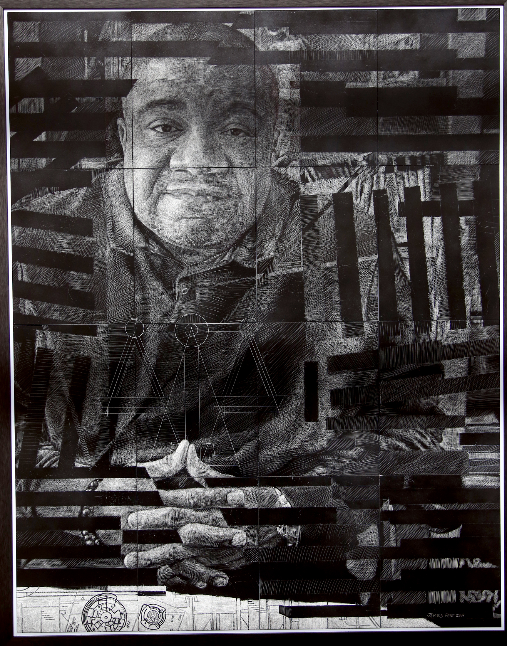 A portrait of Dayton attorney Michael L. Wright by artist James Pate. This piece is on display in the Dayton Skyscrapers 2020 Visual Voices art exhibition on display at the Schuster Center Wintergarden. LISA POWELL / STAFF