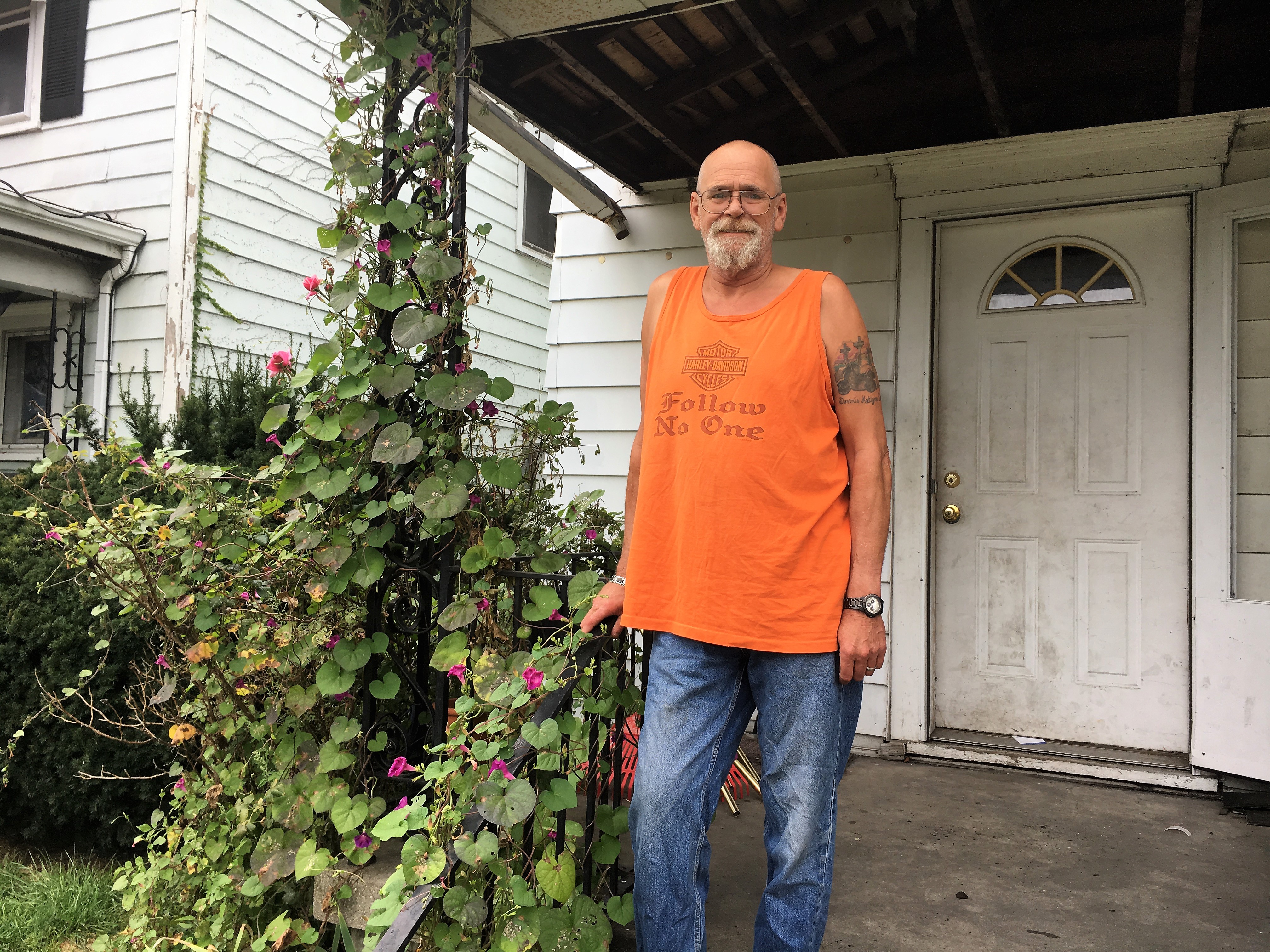 David Surbaugh at his home in Dayton. The Army veteran and recovering addict credits the Dayton VA with saving his life. KATIE WEDELL/STAFF