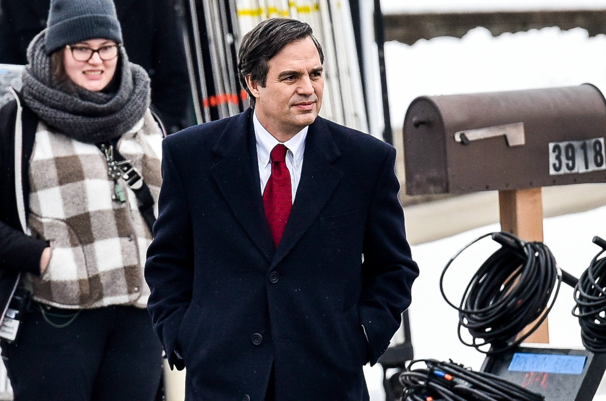 Crews were working in Hamilton Tuesday, Jan. 15 to film scenes for an upcoming Mark Ruffalo (pictured) and Anne Hathaway movie "Dry Run," which is filming this week in both Hamilton and Cincinnati. The filming in Hamiltonâs Highland Park neighborhood is happening along Park Avenue, mainly between Haven and Edgewood avenues. NICK GRAHAM/STAFF