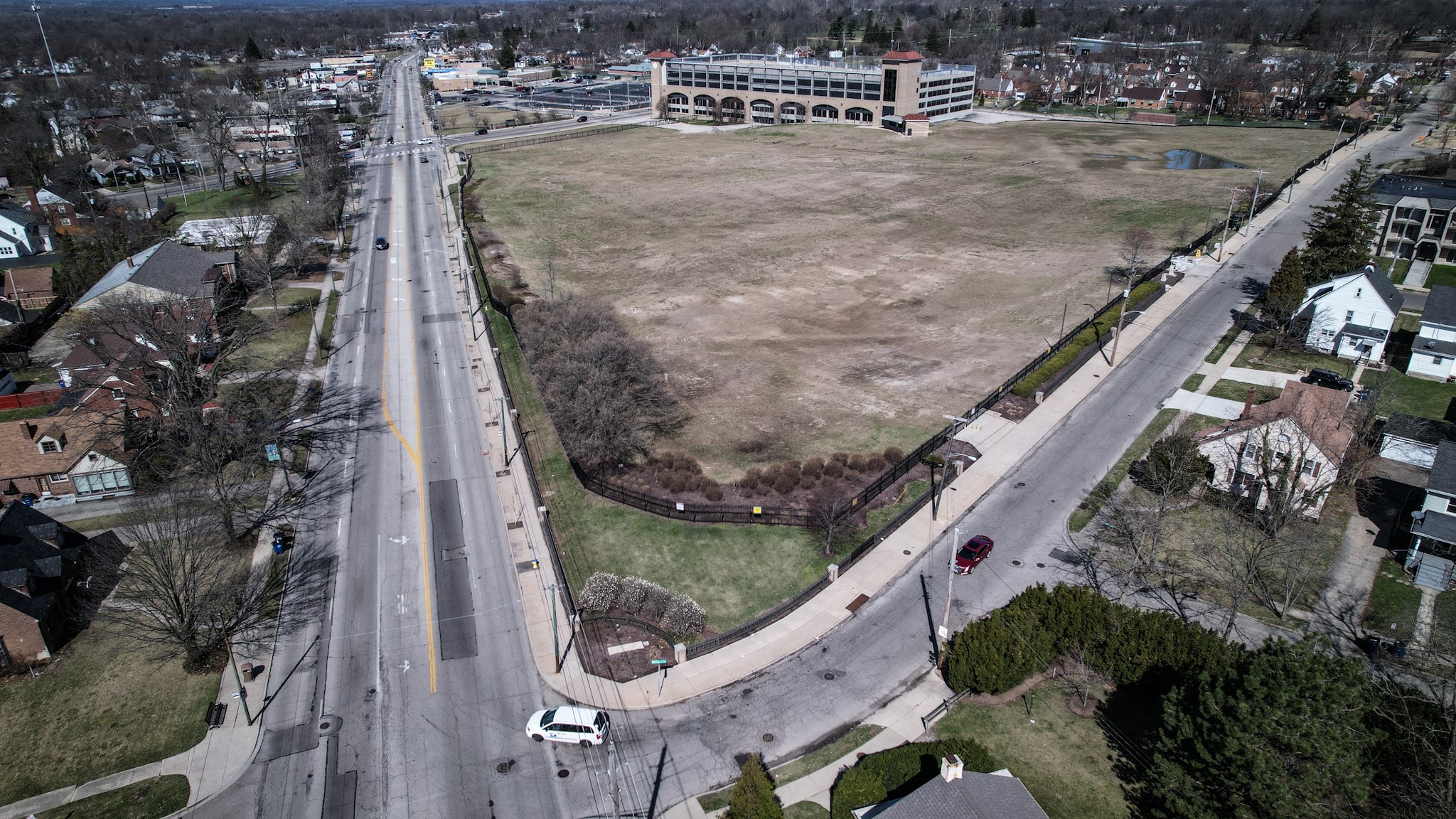 Shown here, from a drone, is the site where Good Samaritan Hospital once stood.  The US Department of Health and Human Services said this month it found no civil rights violations during its investigation into the hospital's closure.  JIM NOELKER/STAFF