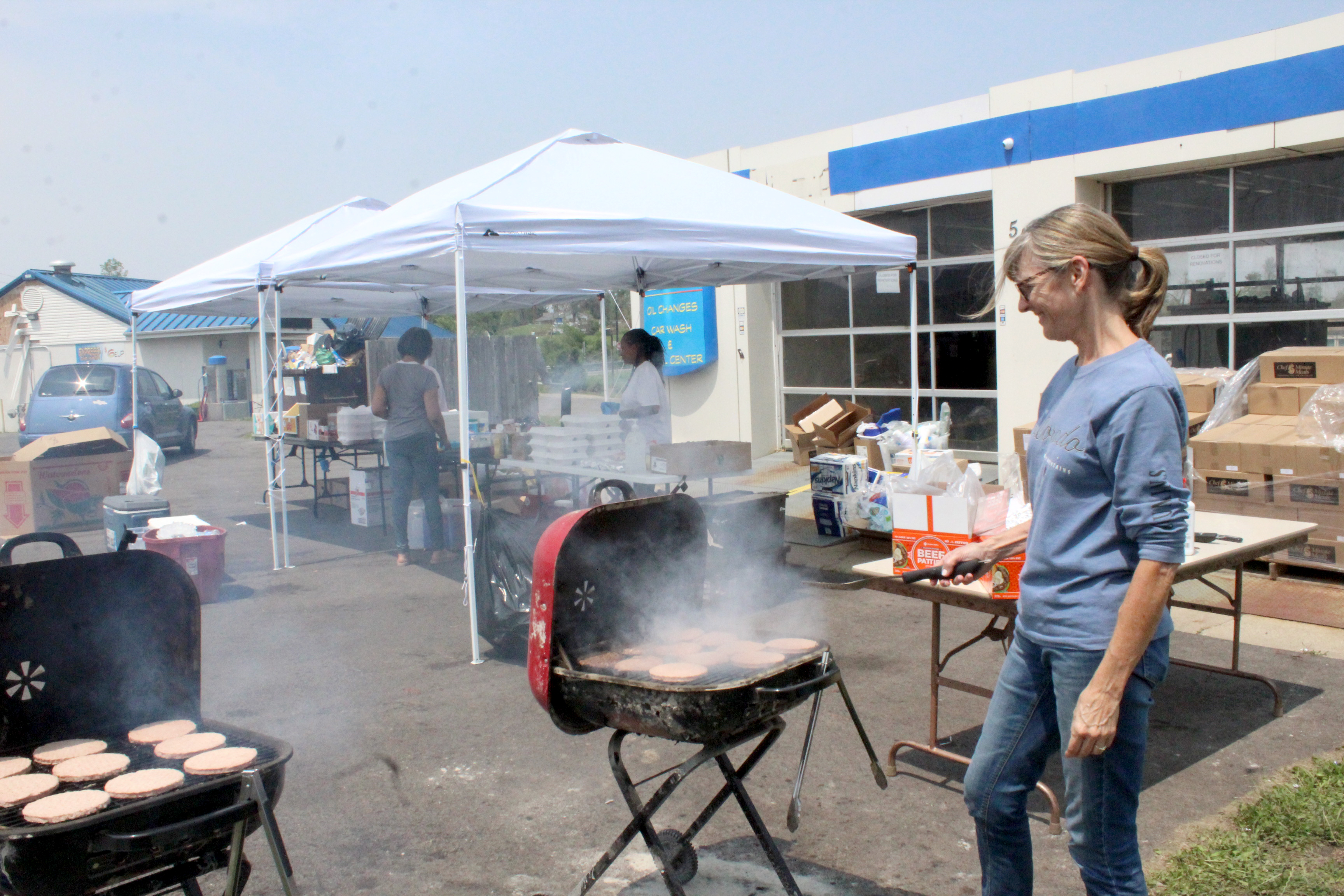 A donation center was set up following last week's tornadoes at Pippin’s Market in Trotwood. Needed items include cleaning supplies, deodorant, body wash and baby items like diapers, wipes, baby food and formula. Clayton resident Sally Boston volunteered Tuesday, May 28, 2019.
