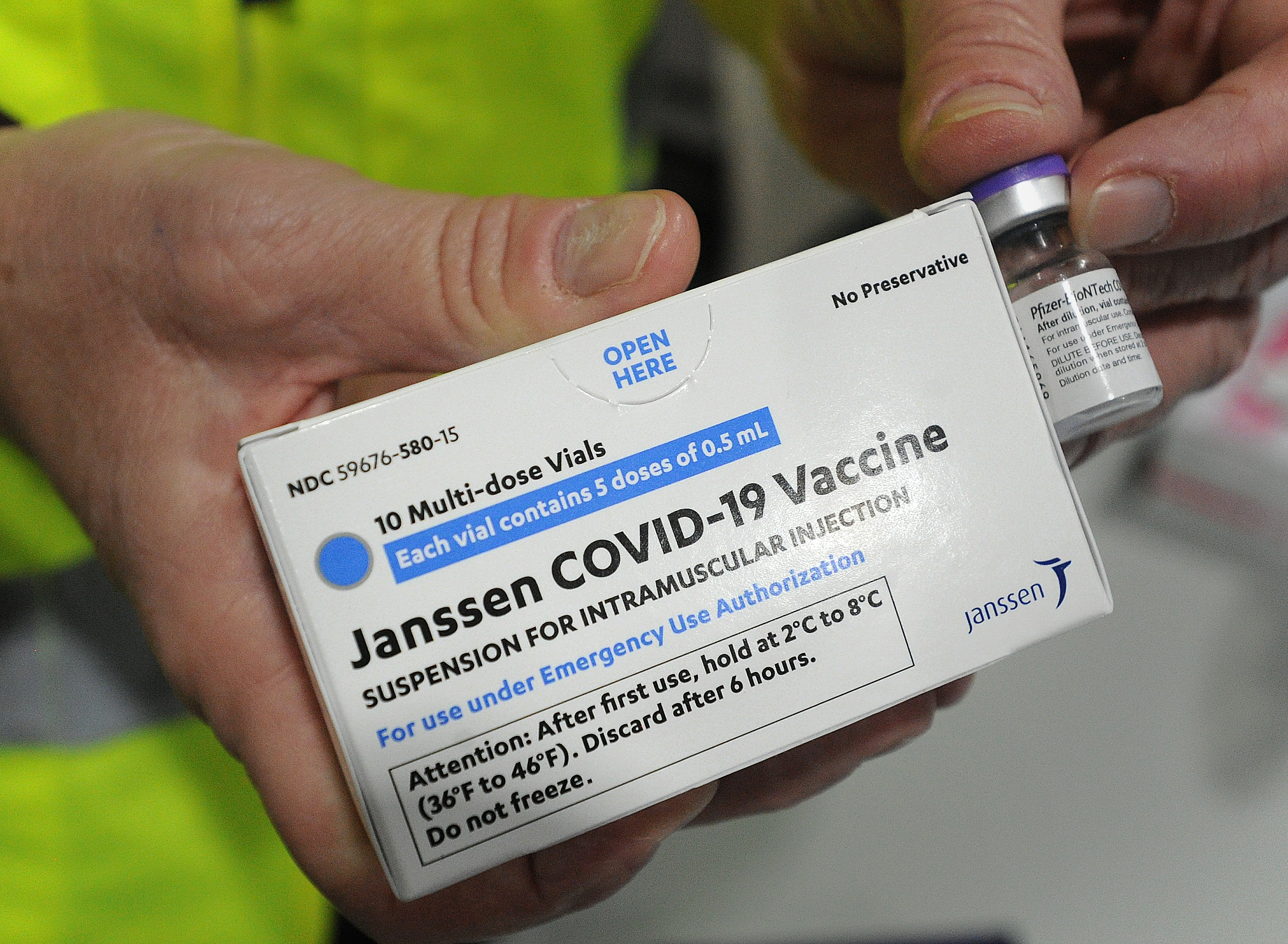Members of the Dayton & Montgomery County Public Health, prepare for the COVID-19 vaccination clinic Wednesday, April 28, 2021 at the Sinclair College Centerville, located at 5800 Clyo Rd. MARSHALL GORBY\STAFF