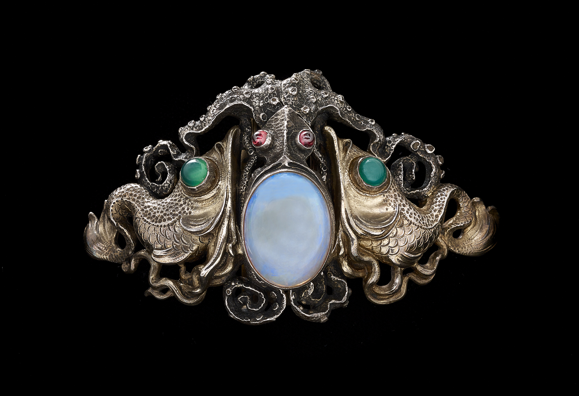 "Maker & Muse: Women and Early 20th-Century Art Jewelry," will be one of the special exhibtions in 2019 commemorating the 100th year of the Dayton Art Institute. Wilhelm Lucas von Cranach, Octopus Waist Clasp, c. 1900. Silver-gilt, opal, garnet, chalcedony. Collection of Richard H. Driehaus Photograph by John Faier, © 2014 The Richard H. Driehaus Museum.