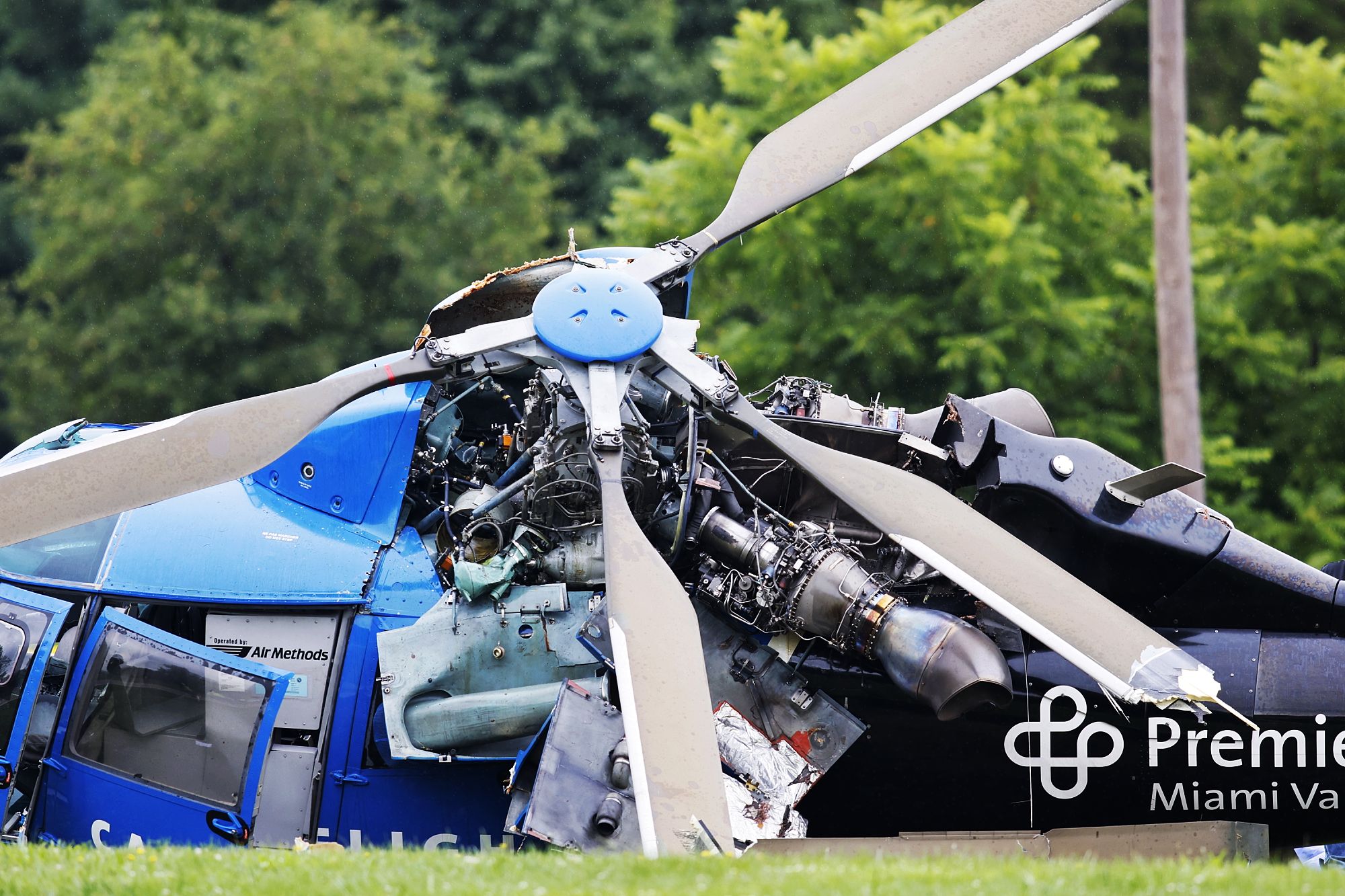 A CareFlight medical helicopter crashed when responding to a fatal truck crash in Milford Twp., Butler County on Tues., July 26, 2022. NICK GRAHAM/STAFF