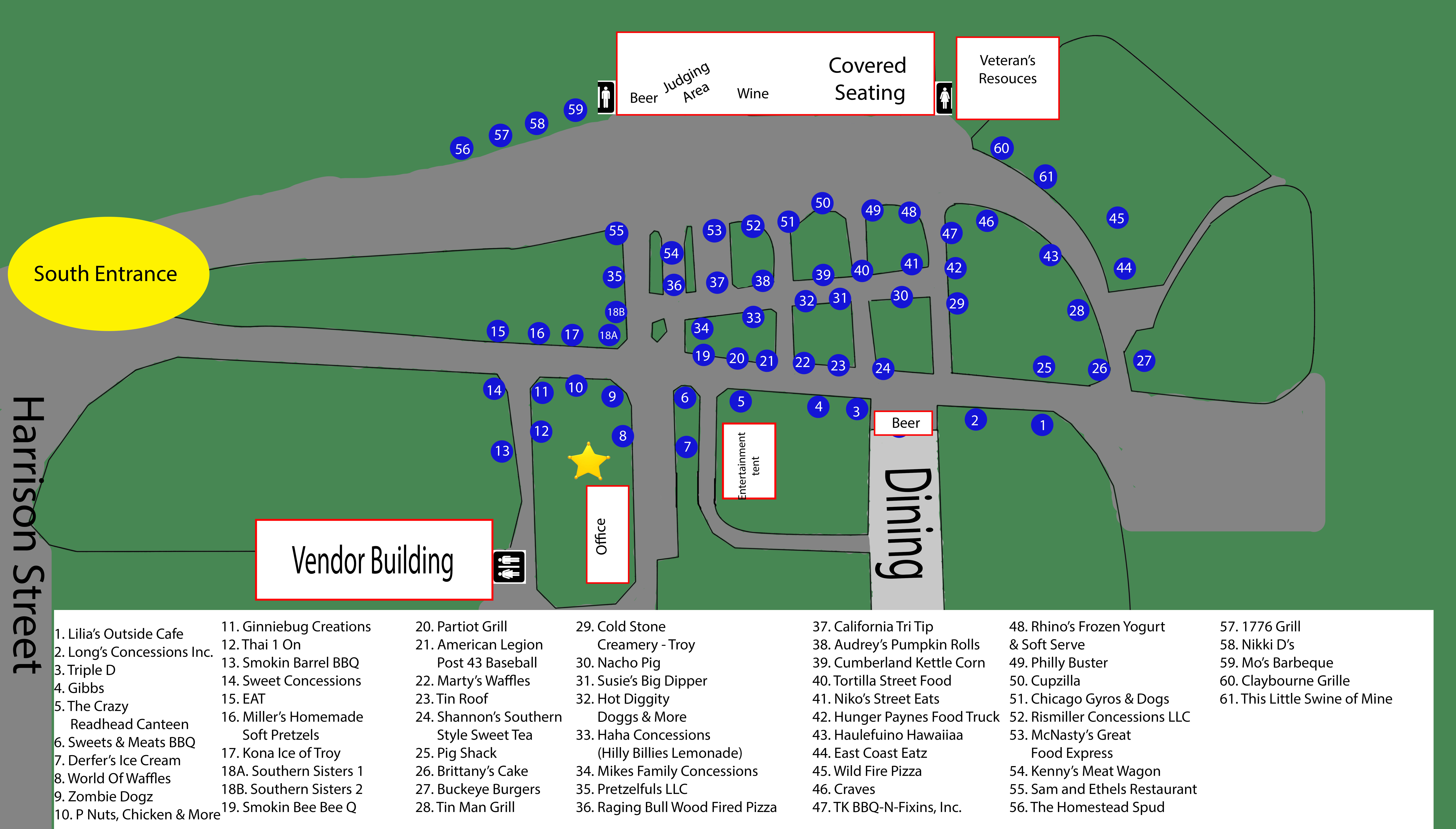 Map of the grounds of the Miami County Food Truck Rally for 2019. CONTRIBUTED