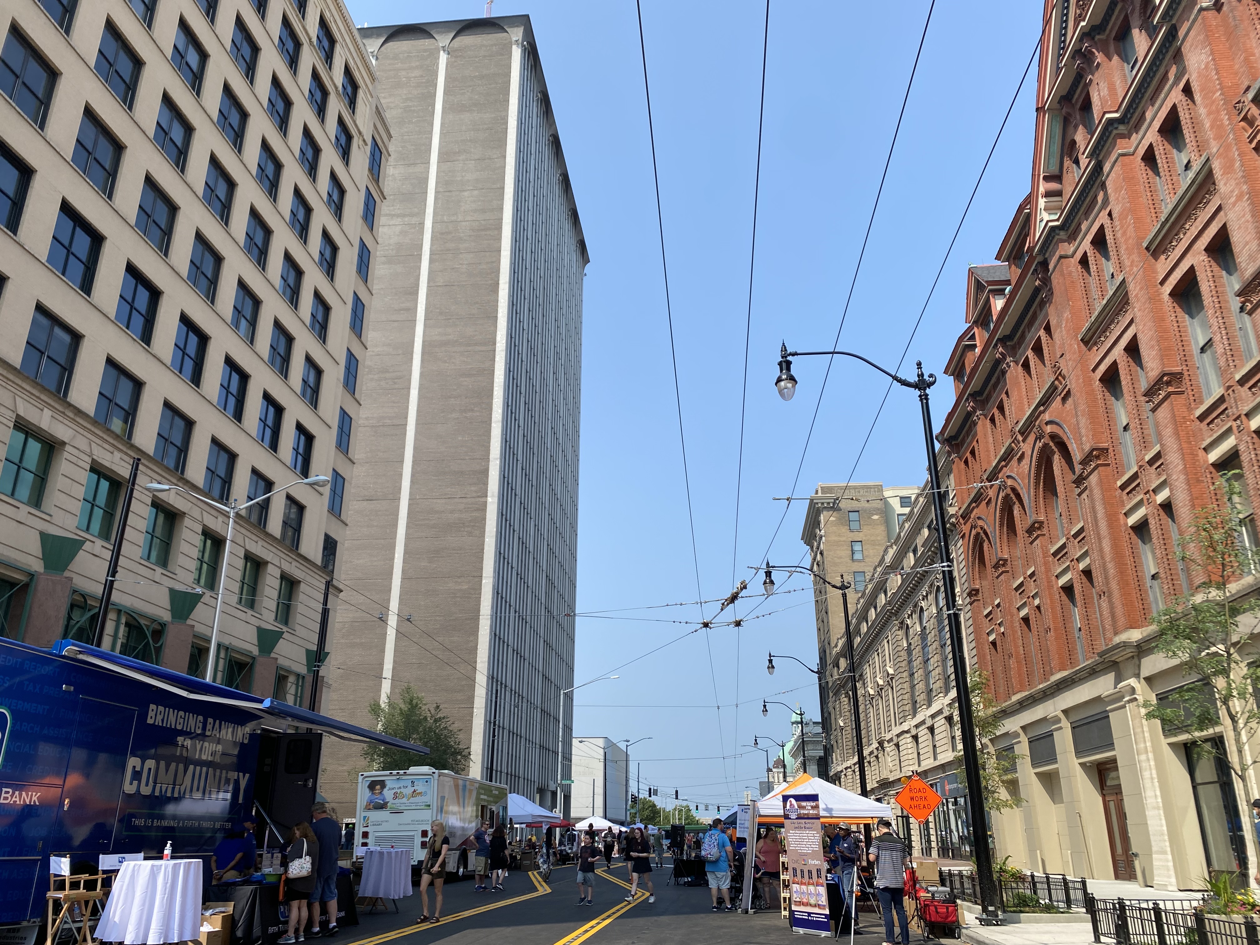 The Dayton Arcade's opening for self-guided, free tours was part of Art In the City, which was occurring simultaneously outside the building. Eileen McClory / Staff