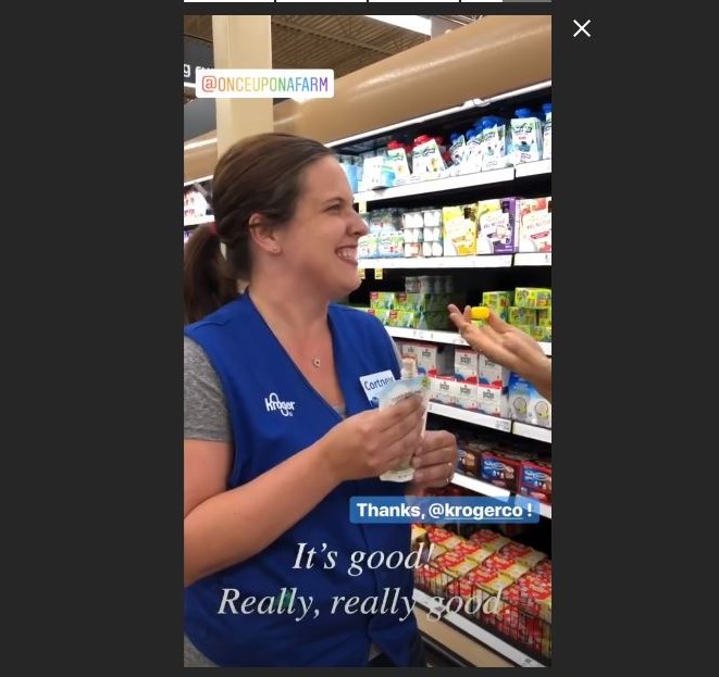 Actress Jennifer Garner posted an Instagram story Aug. 30, 2018 of her attempts to give Once Upon a Farm baby food way at a Kroger Marketplace in the Cincinnati area.